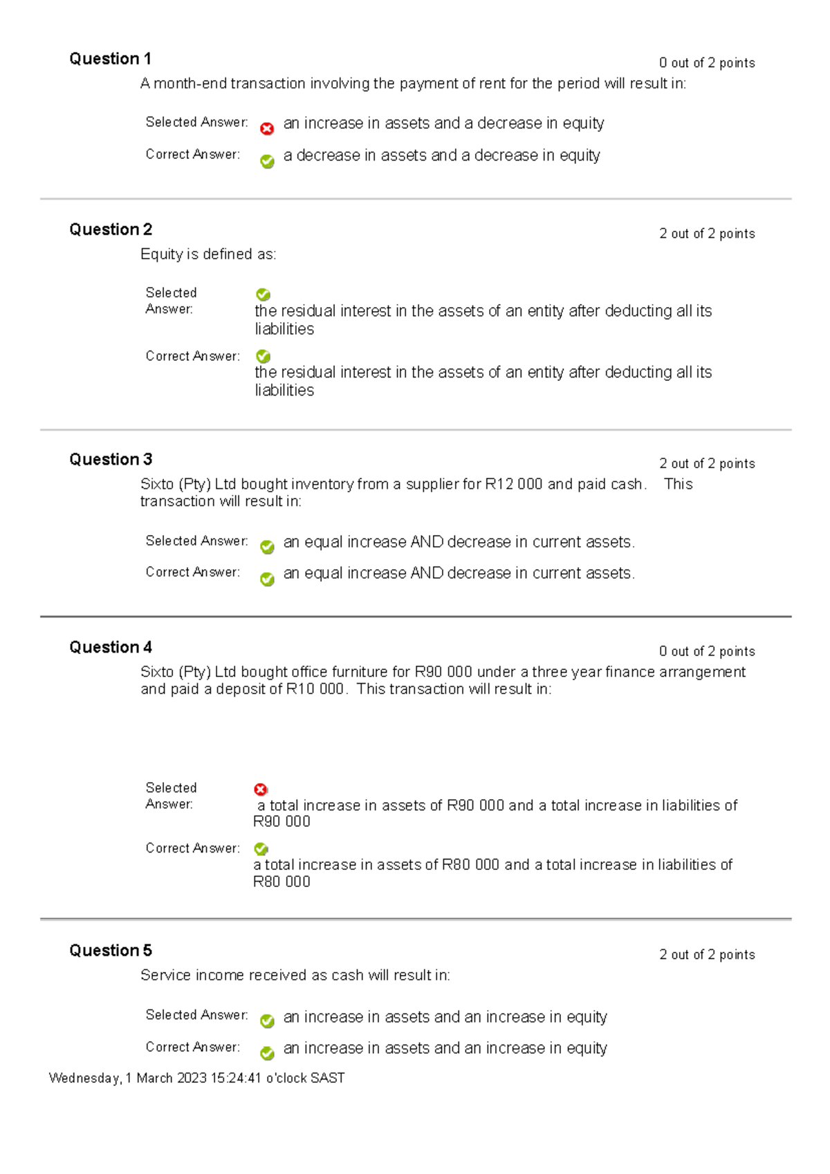 Accounting quiz 2 questions and answers to online tests Wednesday