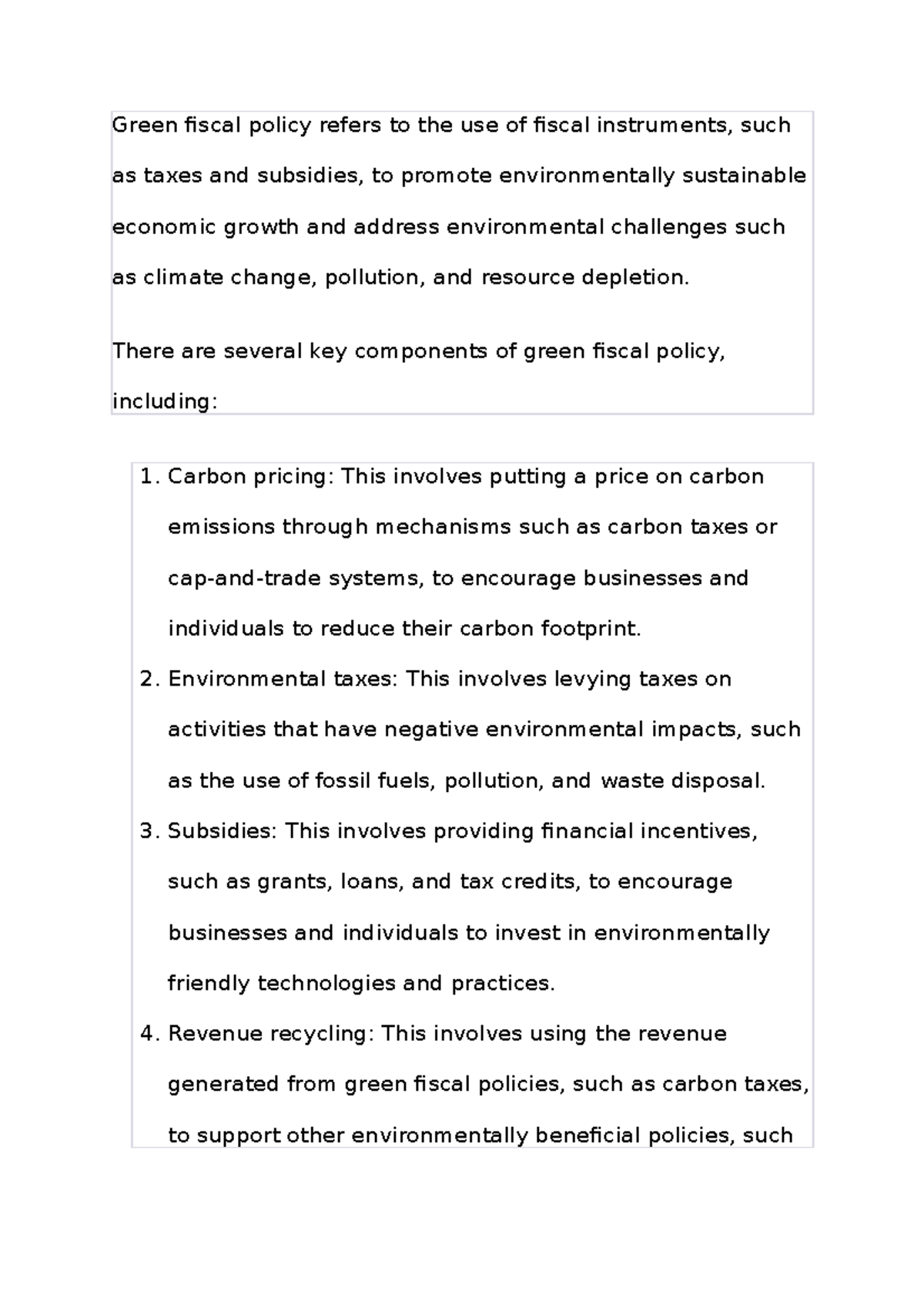 Green fiscal policy - ... - Green fiscal policy refers to the use of ...