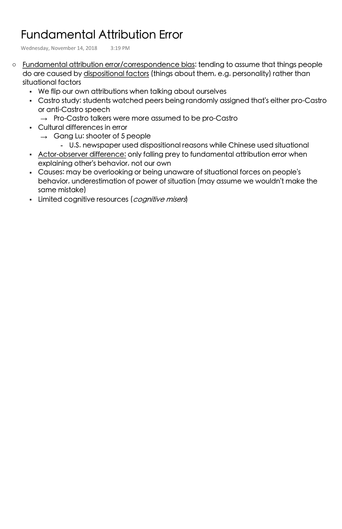 Fundamental Attribution Error Fundamental attribution error