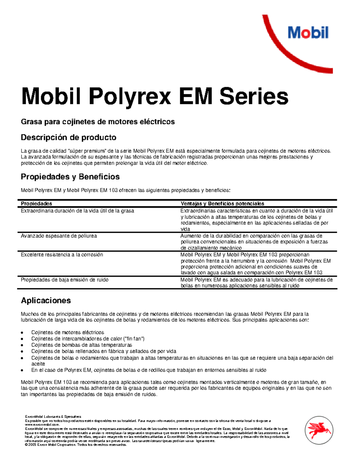 Grasa Mobil Polyrex EM Series - ExxonMobil Lubricants & Specialties Es ...