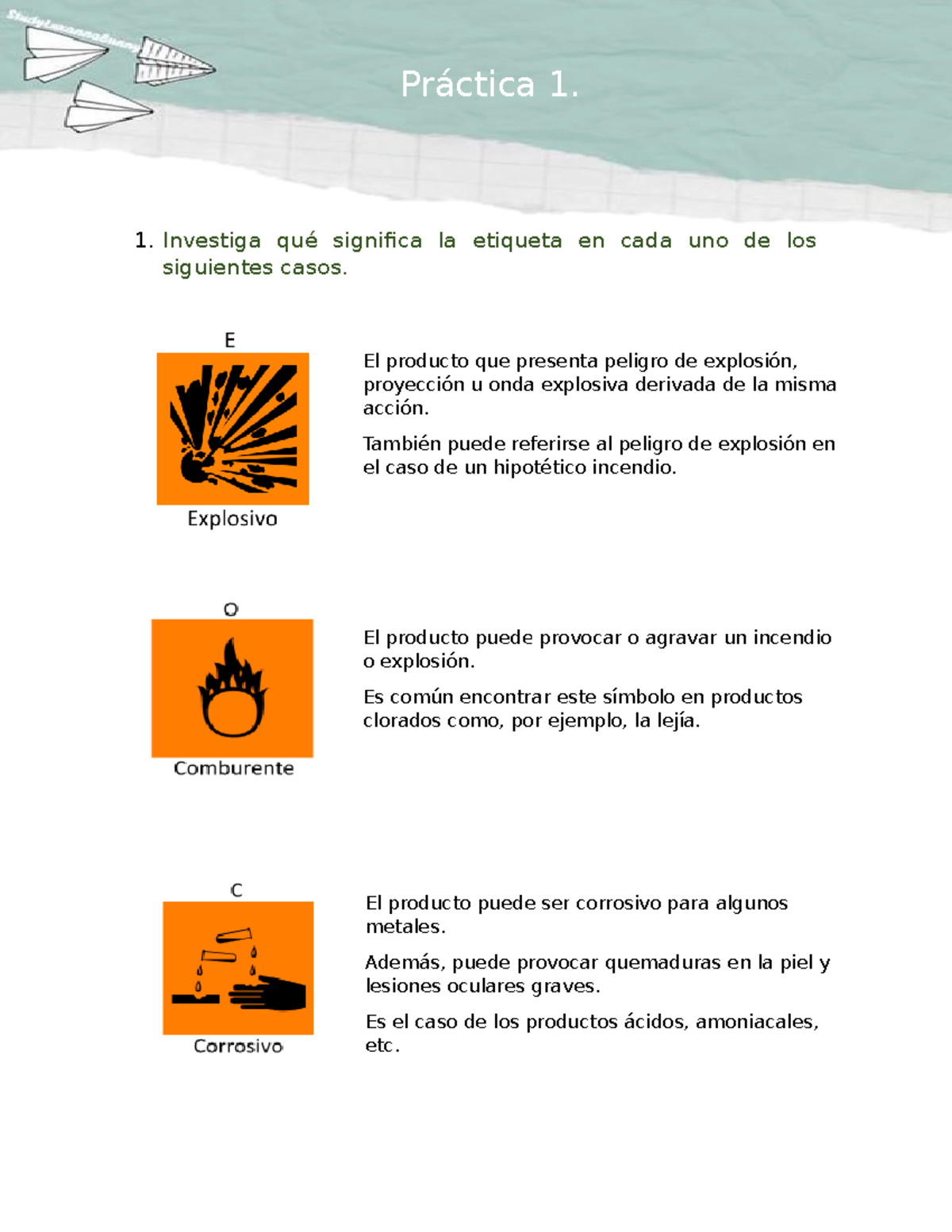 Reglamento bioquimica 1 qué significa la etiqueta en cada uno de los
