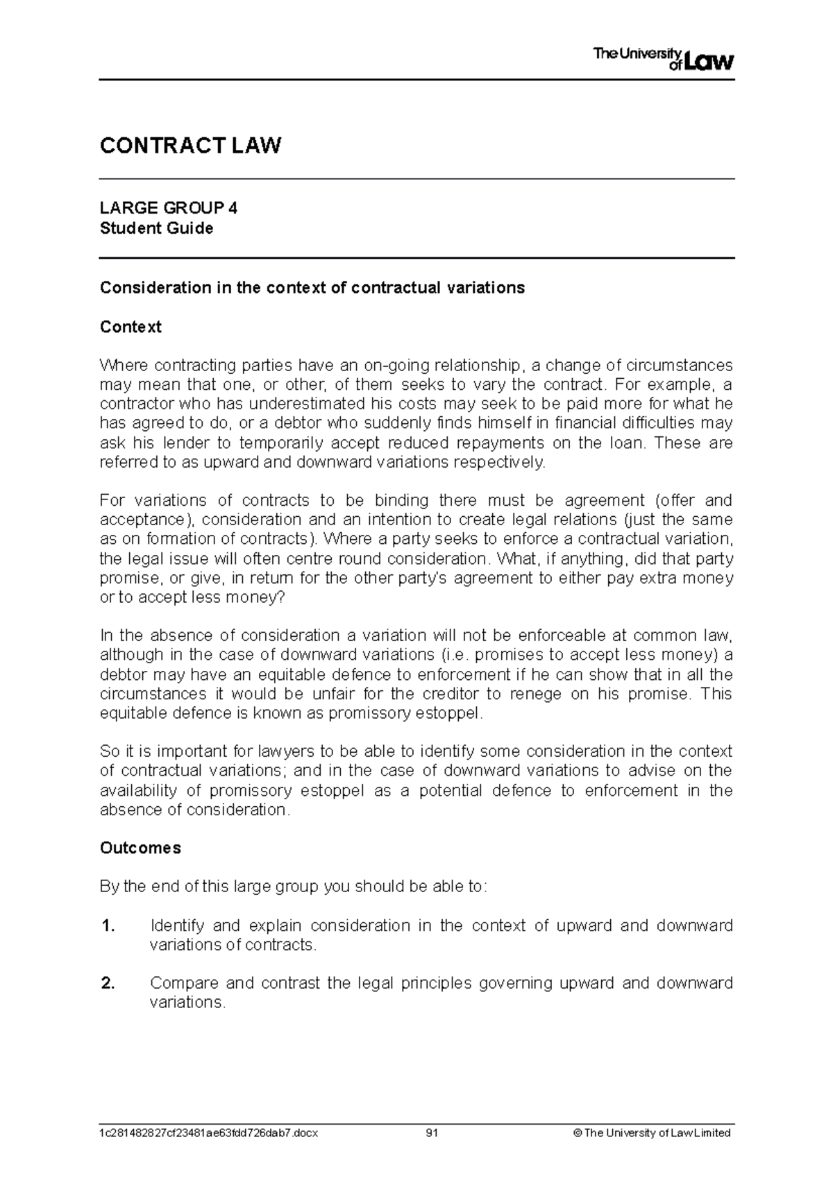 Unit 4 Student guide - work - CONTRACT LAW LARGE GROUP 4 Student Guide ...