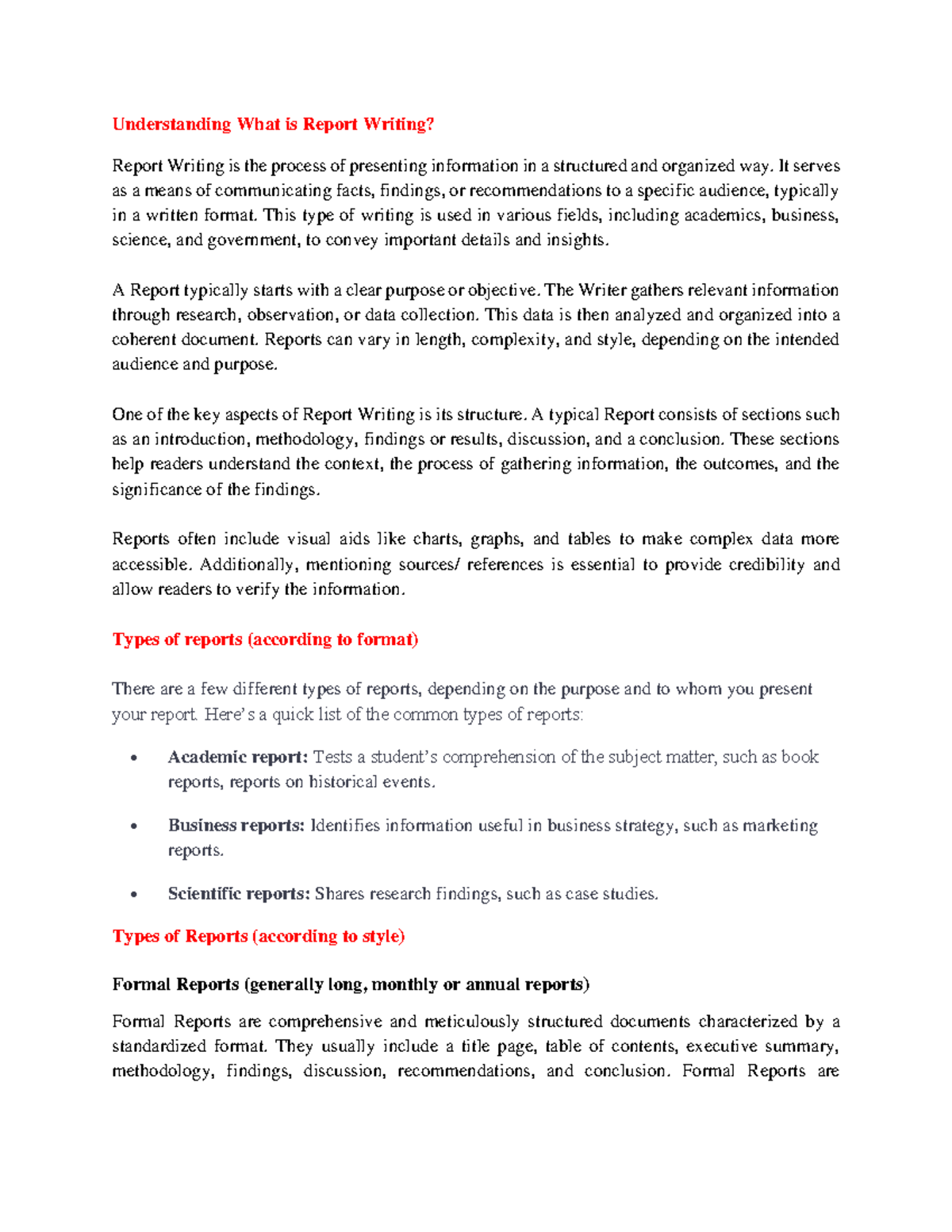 Topic-What is Report Writing-spring 24 - Understanding What is Report ...