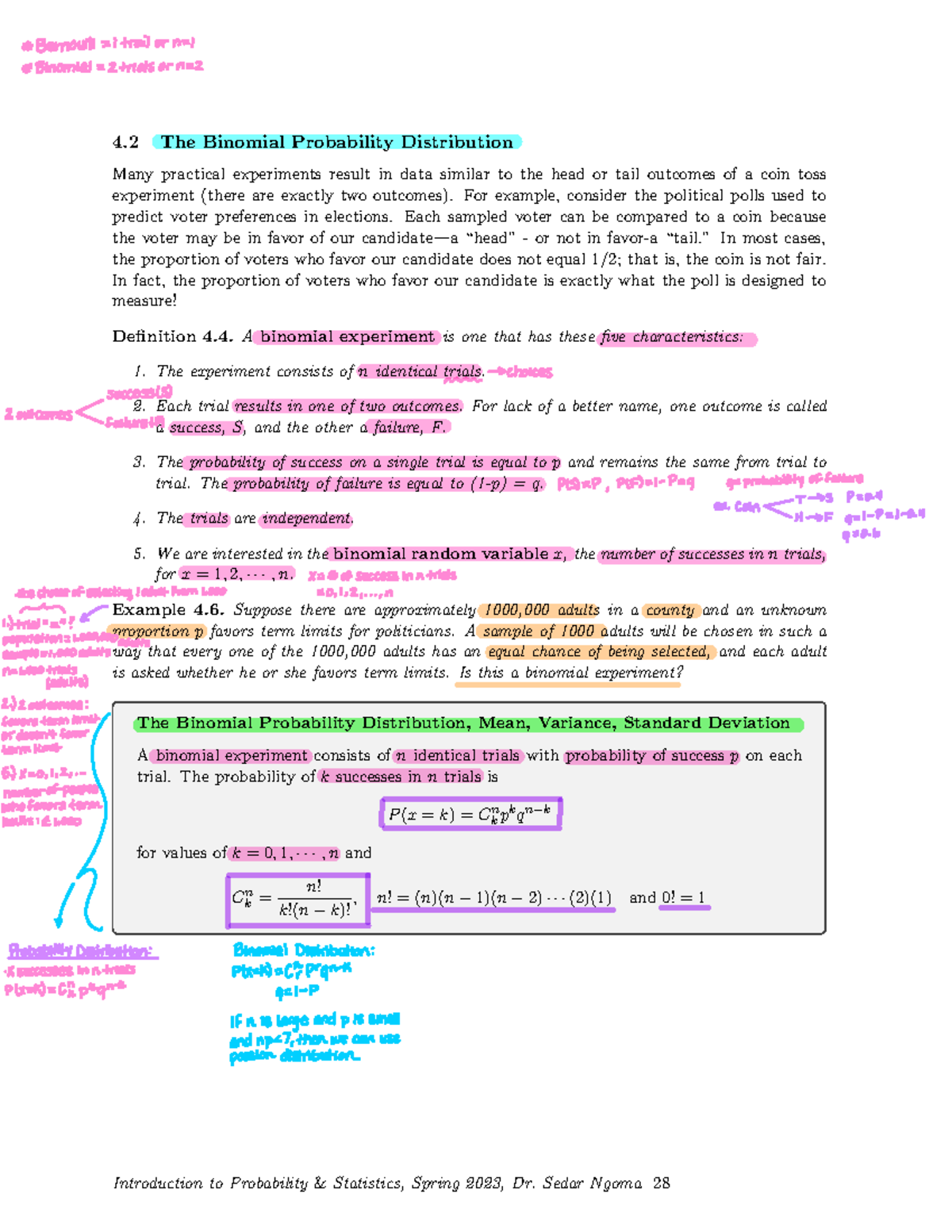 Lecture Note 2 - Probability - ####### 4 The Binomial Probability ...