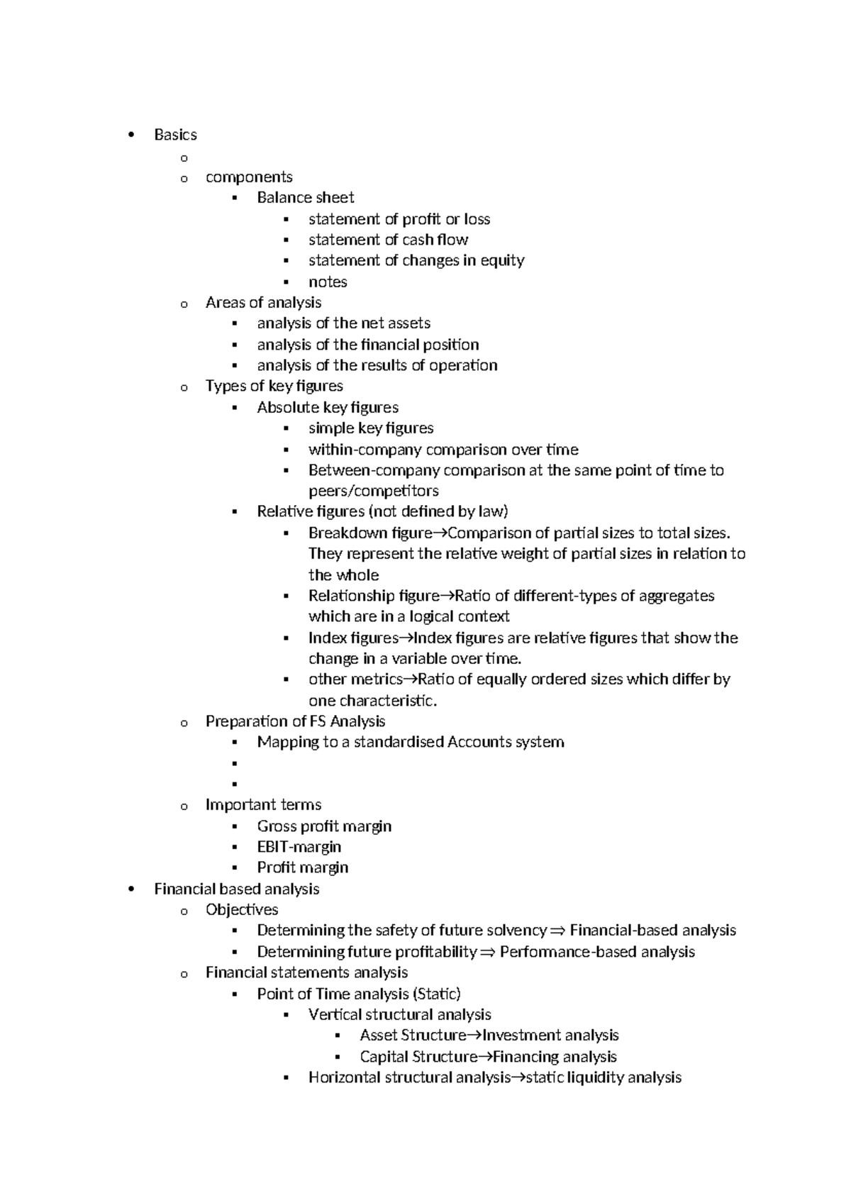 FA Analysis - Basics o o components Balance sheet statement of profit ...