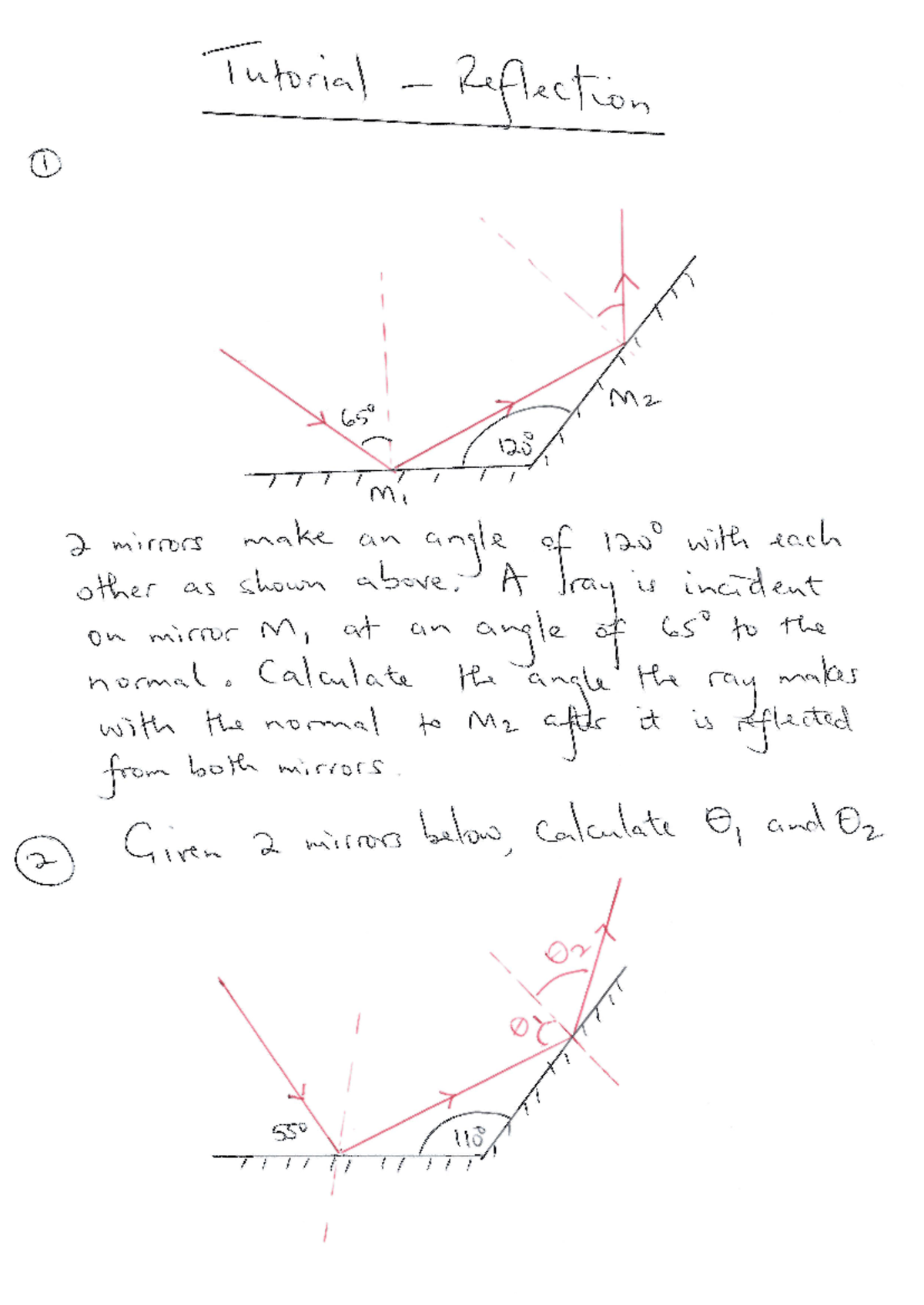 Tutorial 1.1 Plane Mirrors And Reflection - EGP151S - Studocu