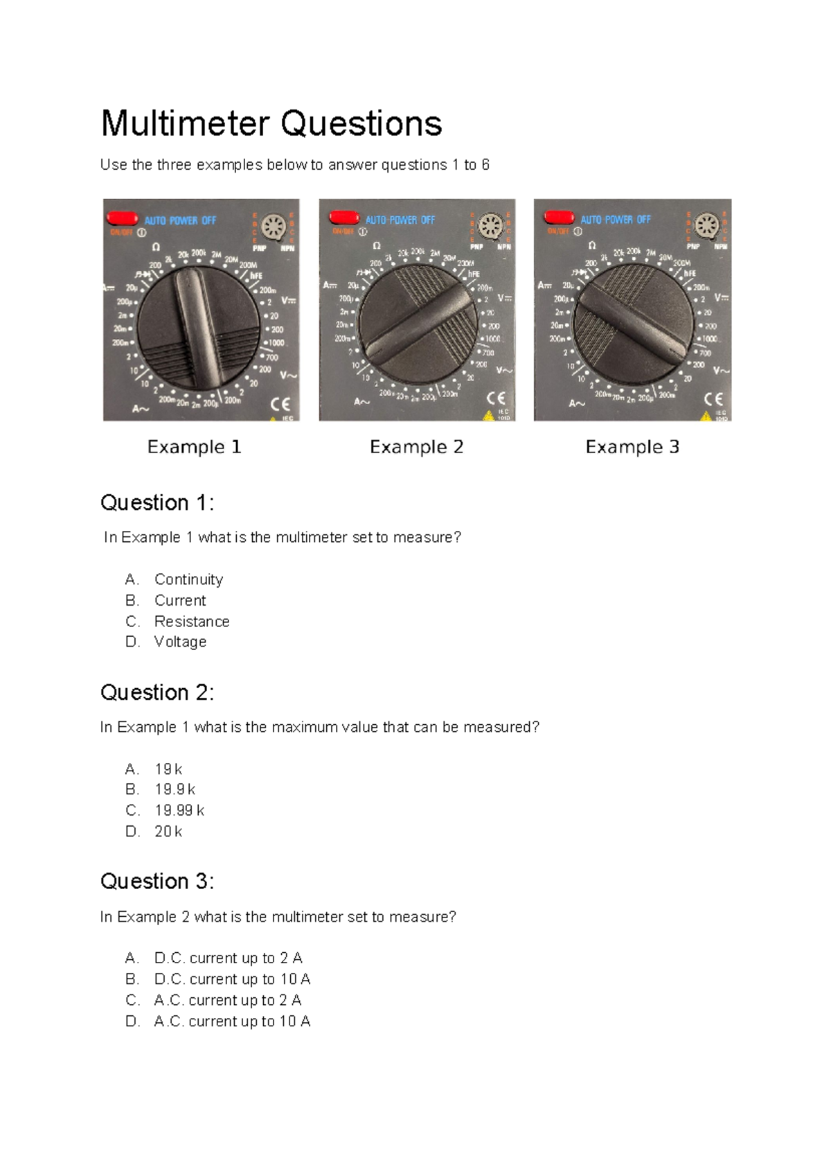Multimeter Questions - Electrical installation and maintenance ...