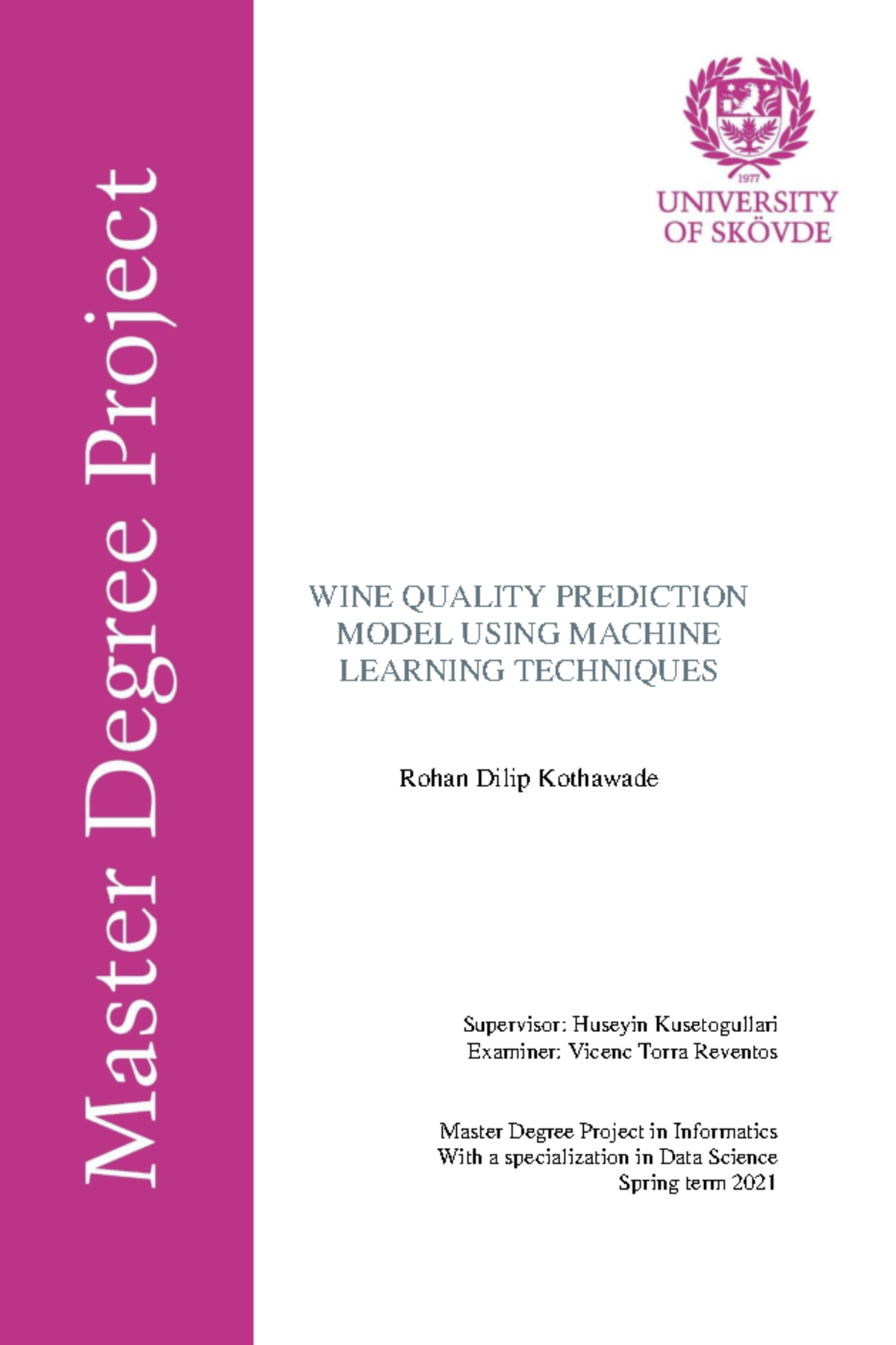 Fulltext 01 - WINE QUALITY PREDICTION MODEL USING MACHINE LEARNING ...