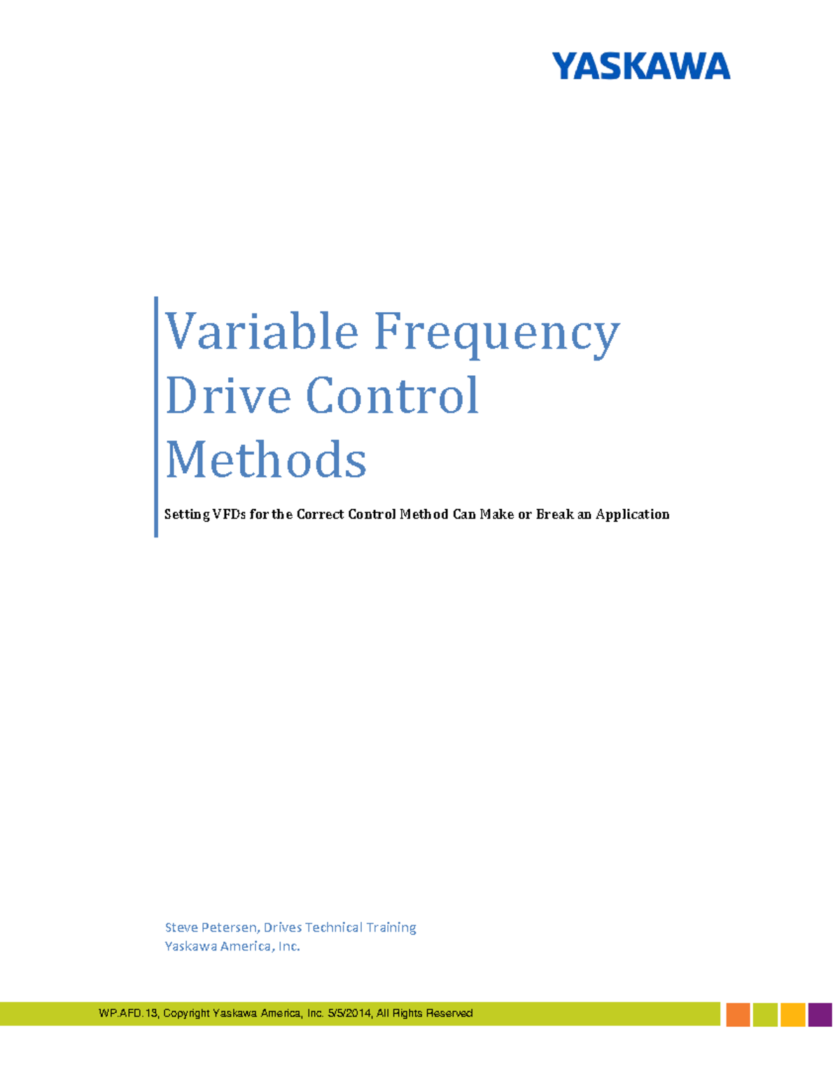 Varible frequency drive control methods - Variable Frequency Drive ...