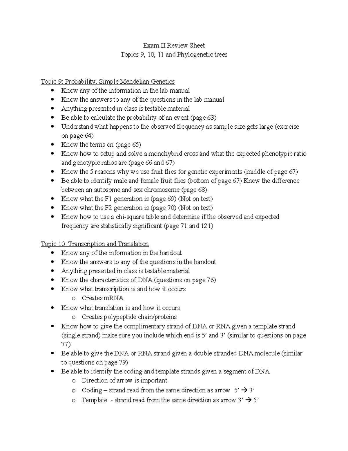 Biol 1408 Lab Exam Ii Review Sheet Exam Ii Review Sheet Topics 9 10
