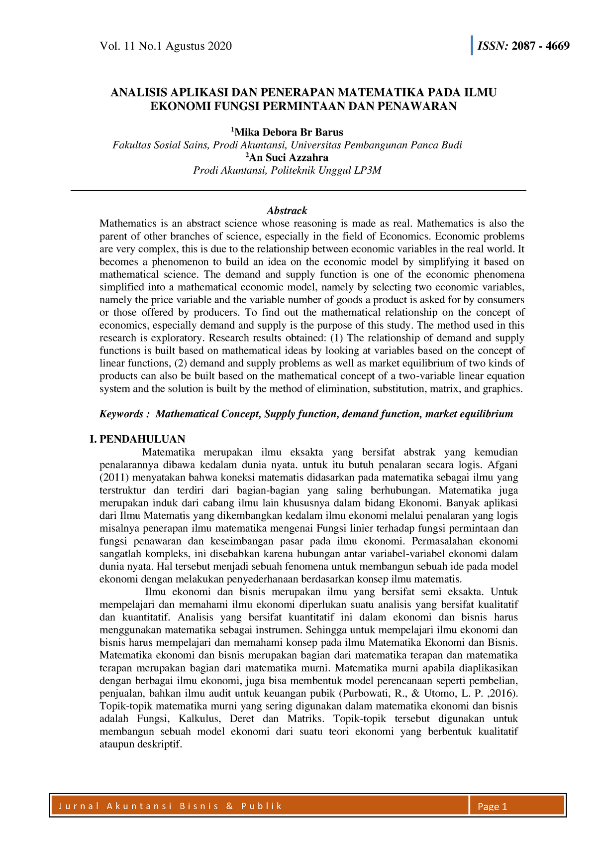 6. Fungsi Permintaan Dan Penawaran - ANALISIS APLIKASI DAN PENERAPAN ...