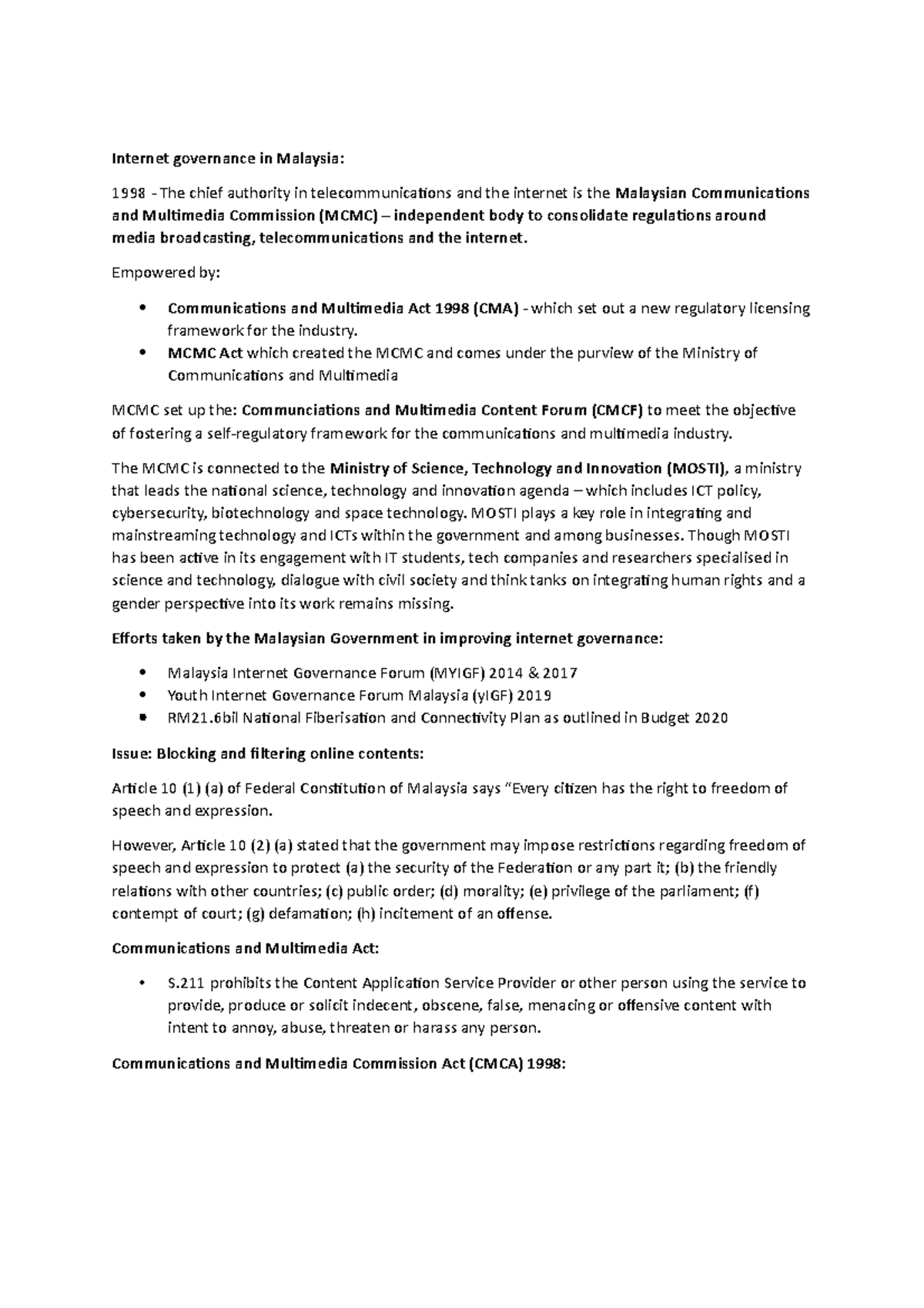 Internet governance in Malaysia - Empowered by: Communications and ...