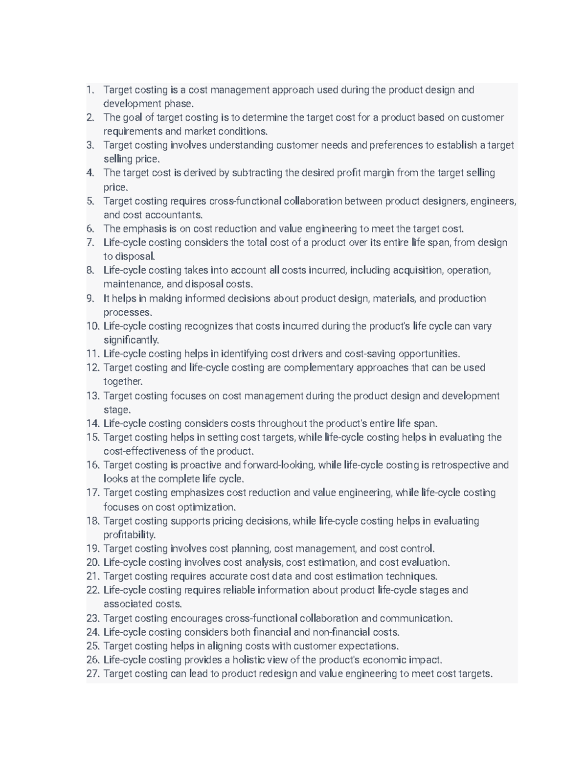 Target costing and life-cycle costing Notes - Target costing is a cost ...