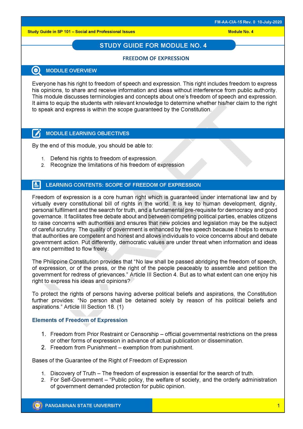 SP 101 Module 4 - Bachelor of Science in Information Technology ...