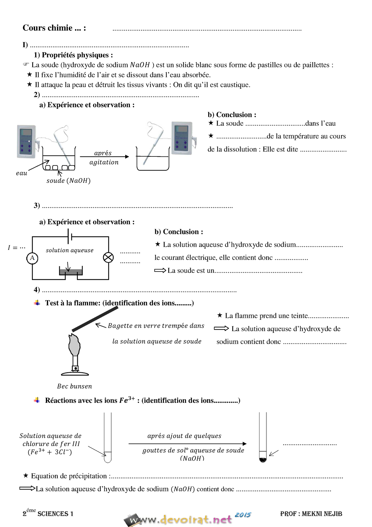 Cours - Chimie Solution Aqueuse De Base - 2ème Sciences (2014-2015 ) Mr ...