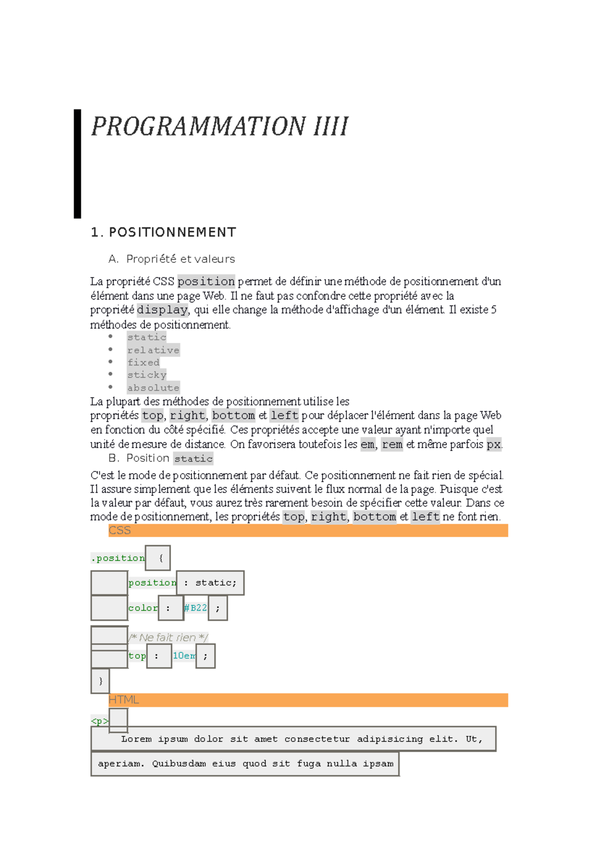 Programmation III - Notes Cours Prt 4 - PROGRAMMATION IIII 1 ...