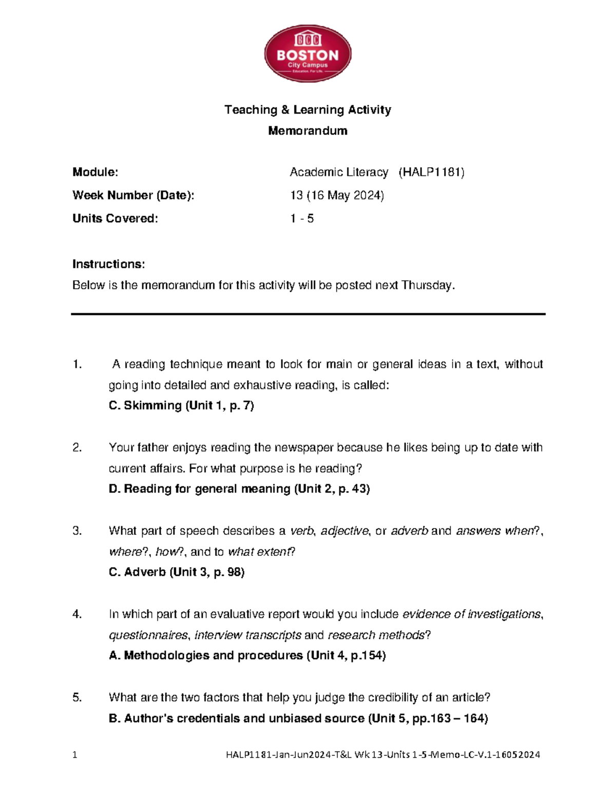 HALP1181-Jan-Jun2024-T&L Wk 13-Units 1-5-Memo-LC-V - 1 HALP1181-Jan-Jun ...