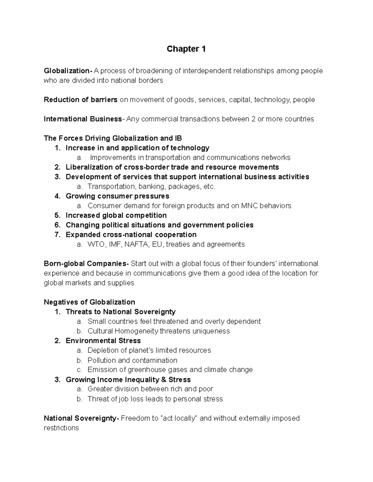 D270 Notes - Davis - Chapter 1 Globalization- A process of broadening ...