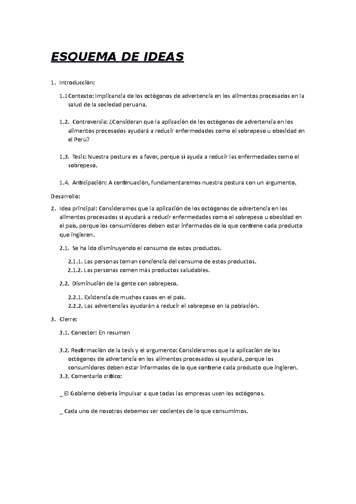 Esquema Númerico -Comprensión Y Redacción De Textos I - ESQUEMA DE ...