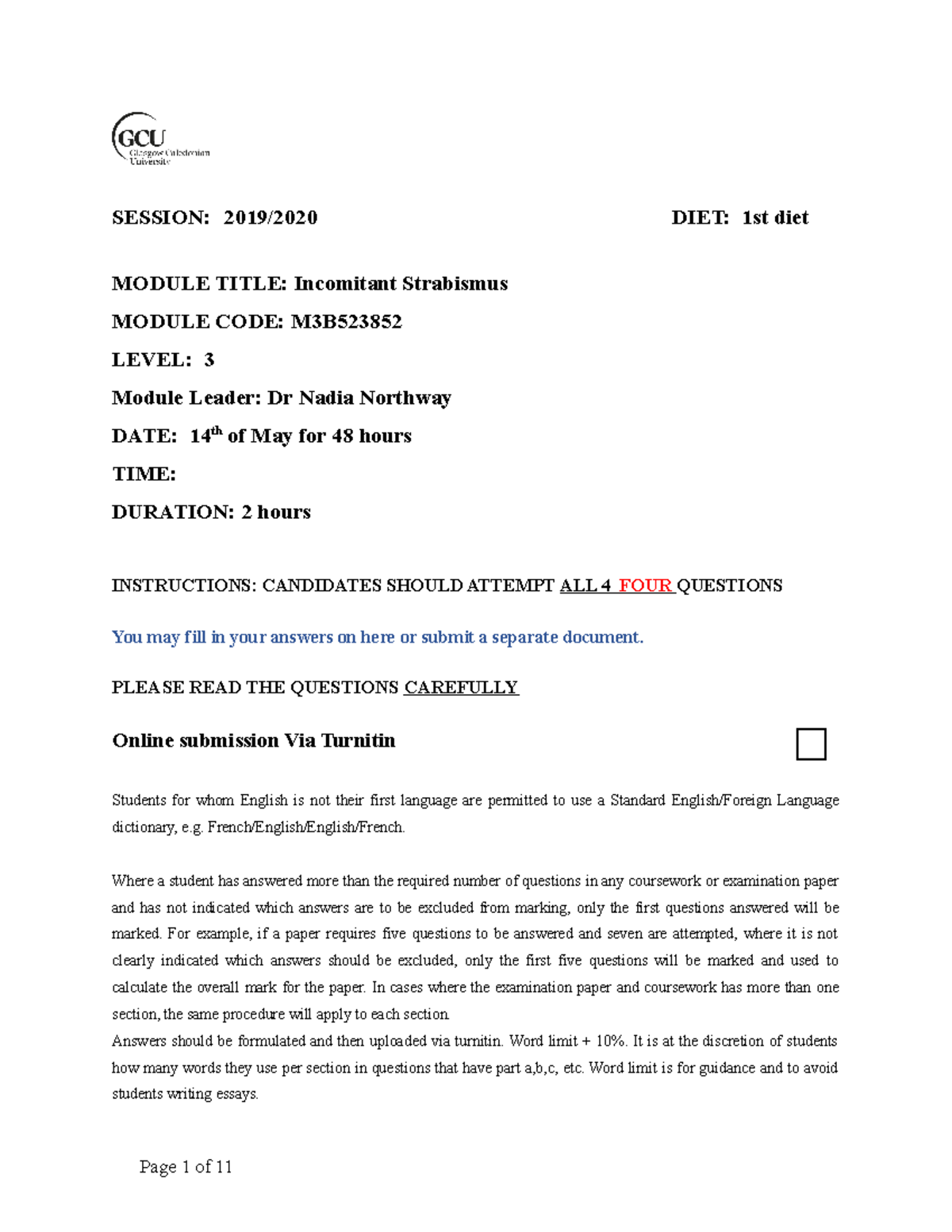 2019/2020 Incom EXAM Answer Paper - SESSION: 2019/2020 DIET: 1st diet ...