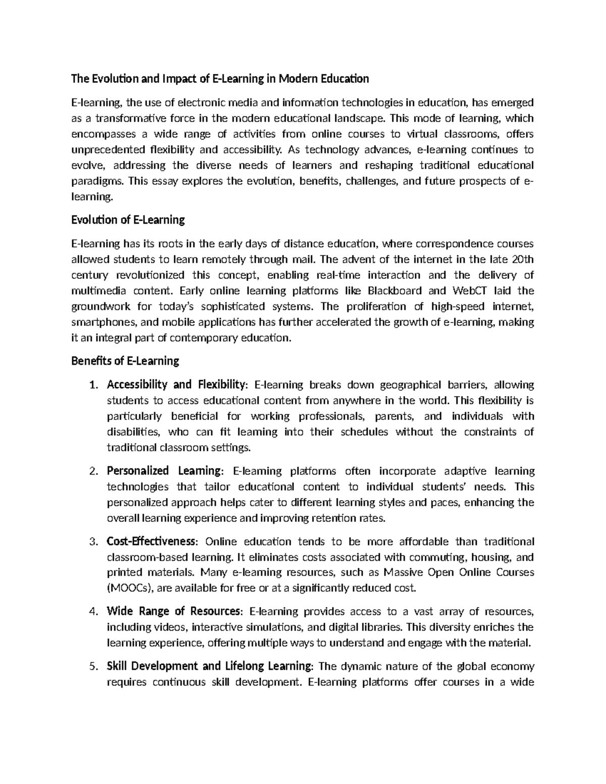 E-Learning - This mode of learning, which encompasses a wide range of ...