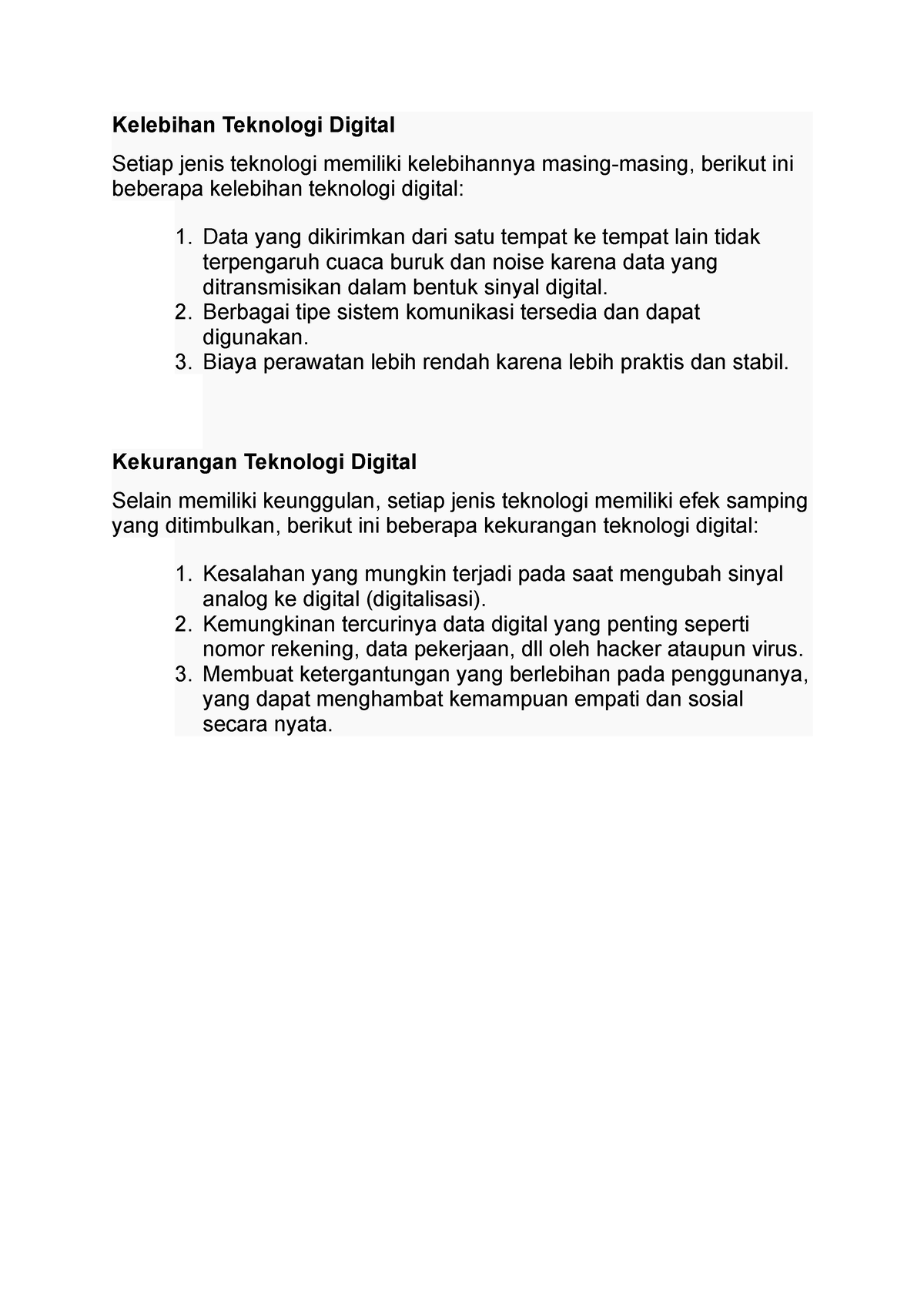 Teknologi Digital - Kelebihan DAN Kekurangan Teknologi Digital ...