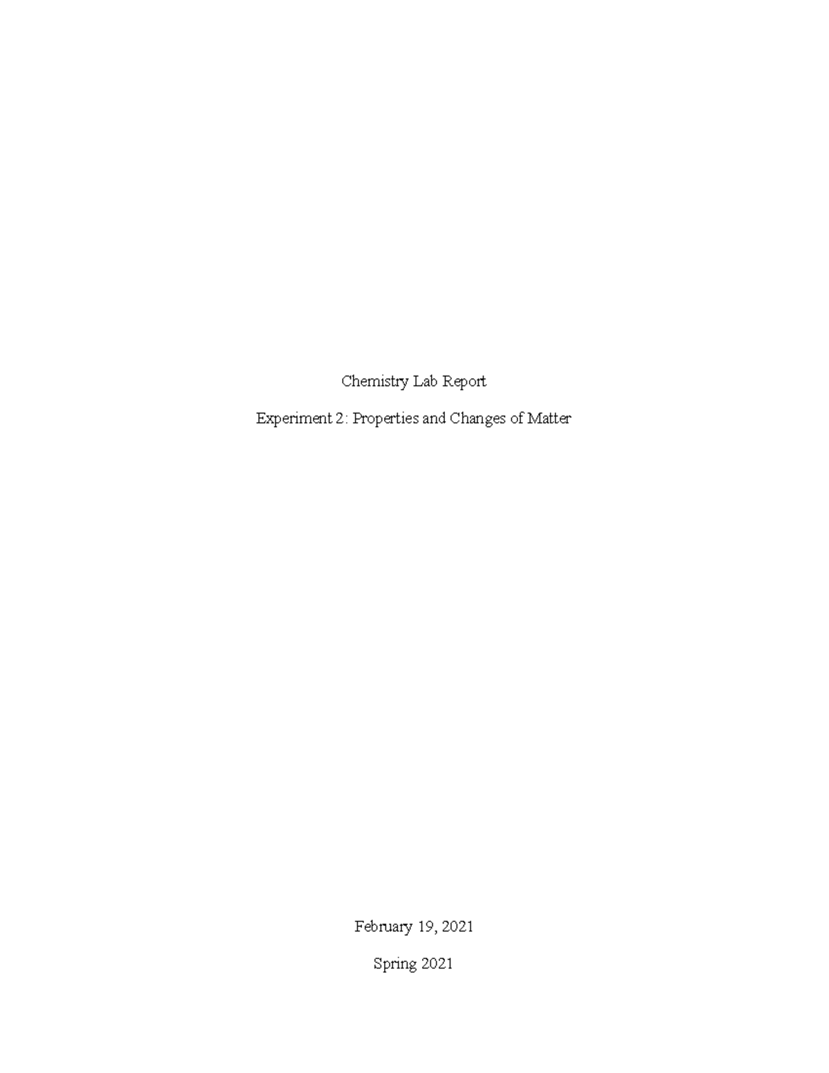 properties-and-changes-of-matter-chemistry-lab-report-experiment-2