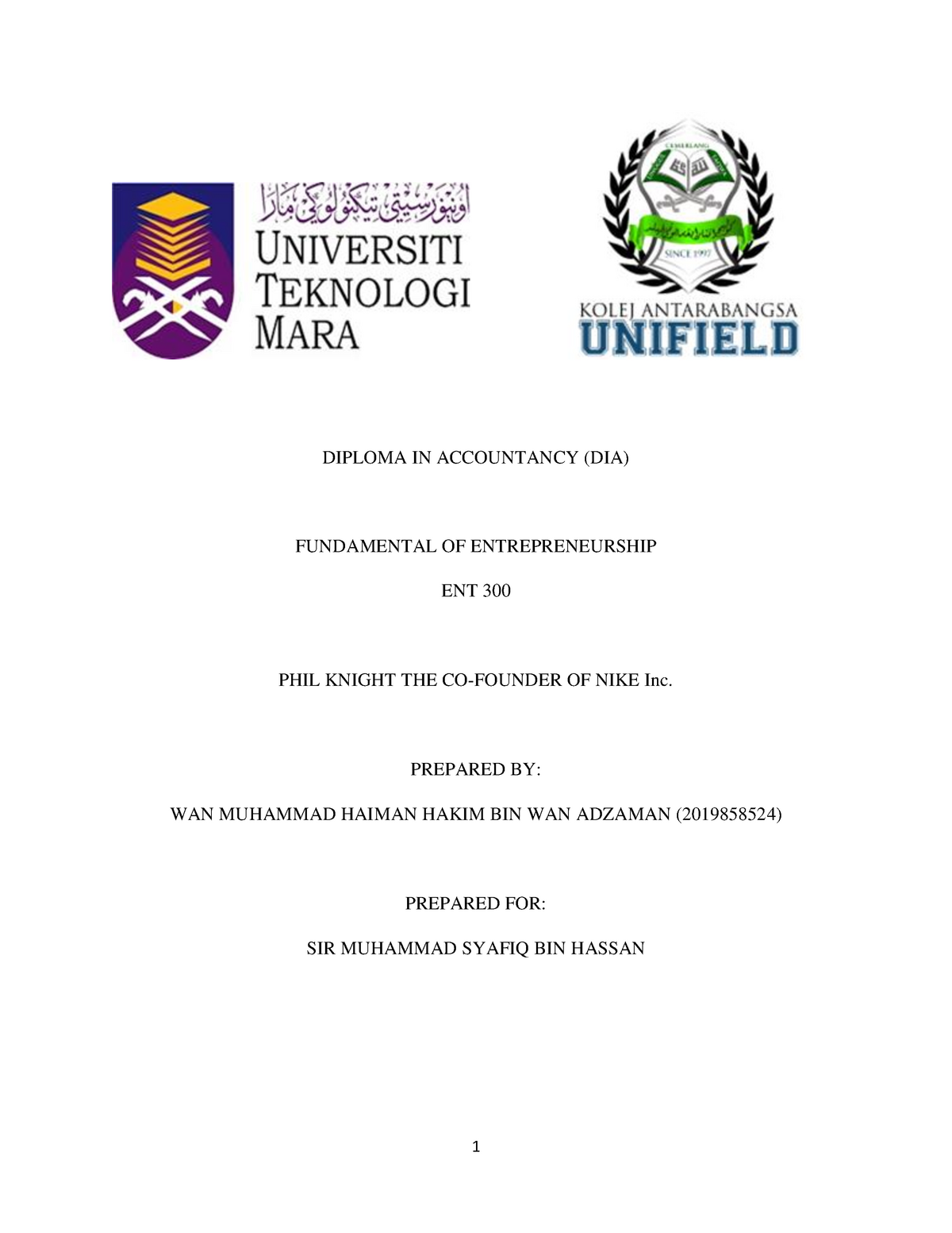 assignment entrepreneurship uitm