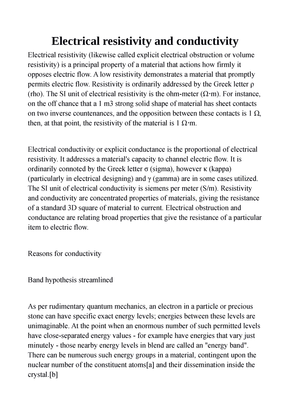 essay on electrical conductivity