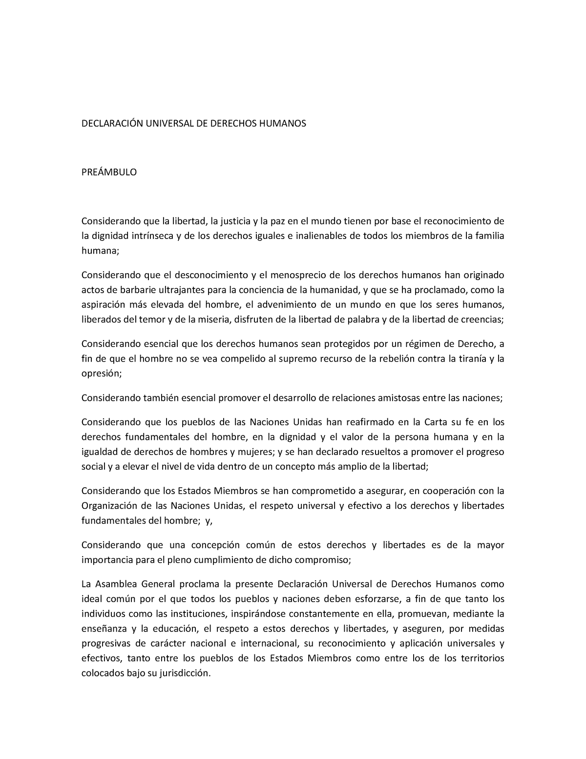 Declaracion Universal Derechos - DECLARACI”N UNIVERSAL DE DERECHOS ...