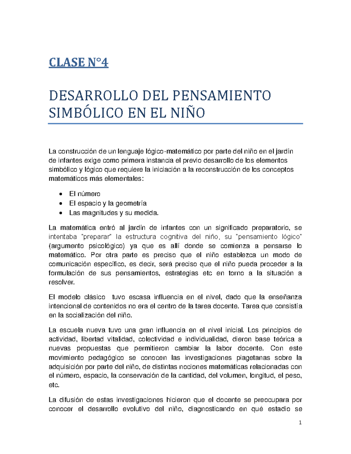 Clase N 4 Desarrollo Del Pensamiento Simbólico Del NiÑo 1 Clase N° Desarrollo Del Pensamiento 7322