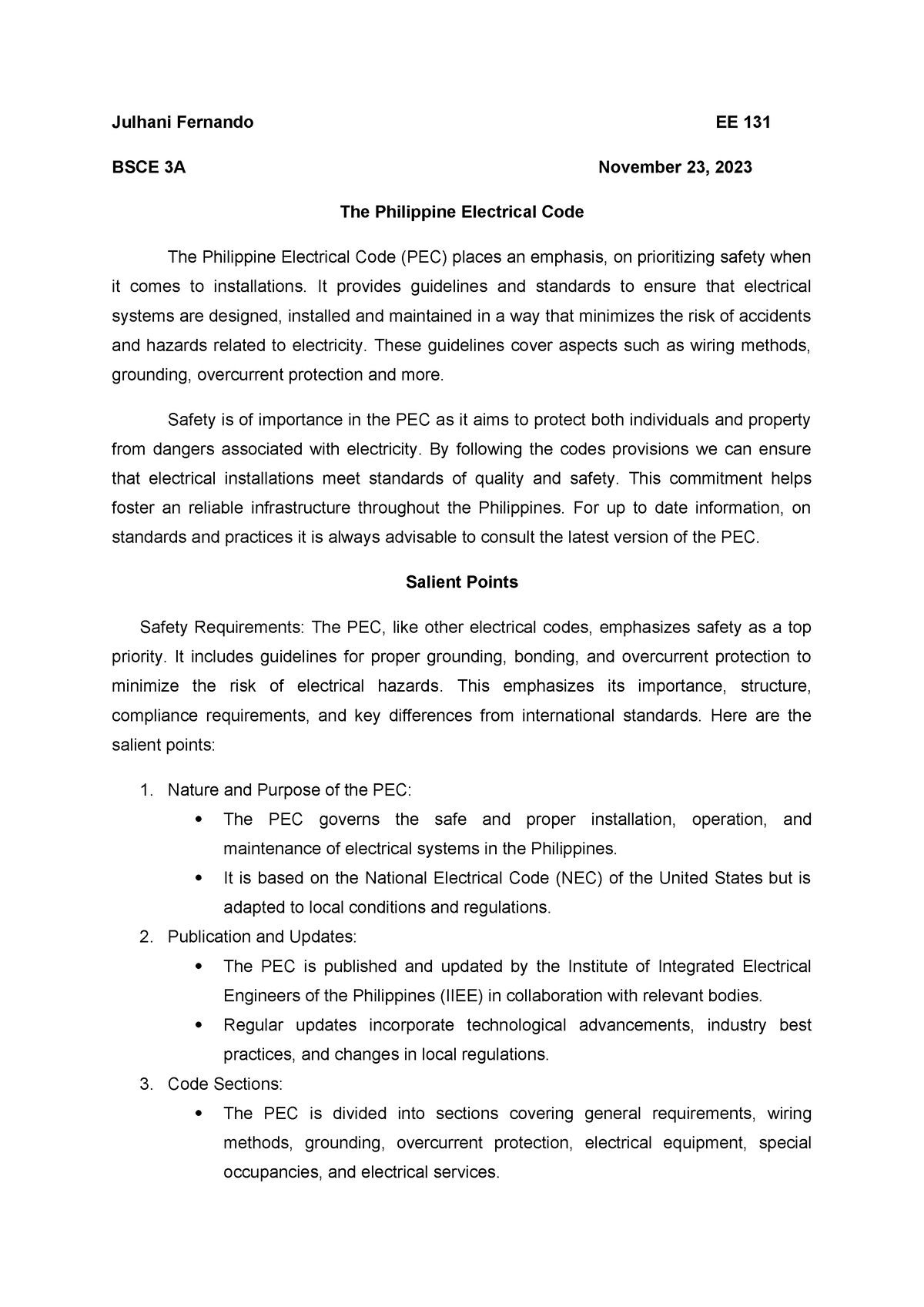 Basic Splicing and - Julhani Fernando EE 131 BSCE 3A November 23, 2023 ...