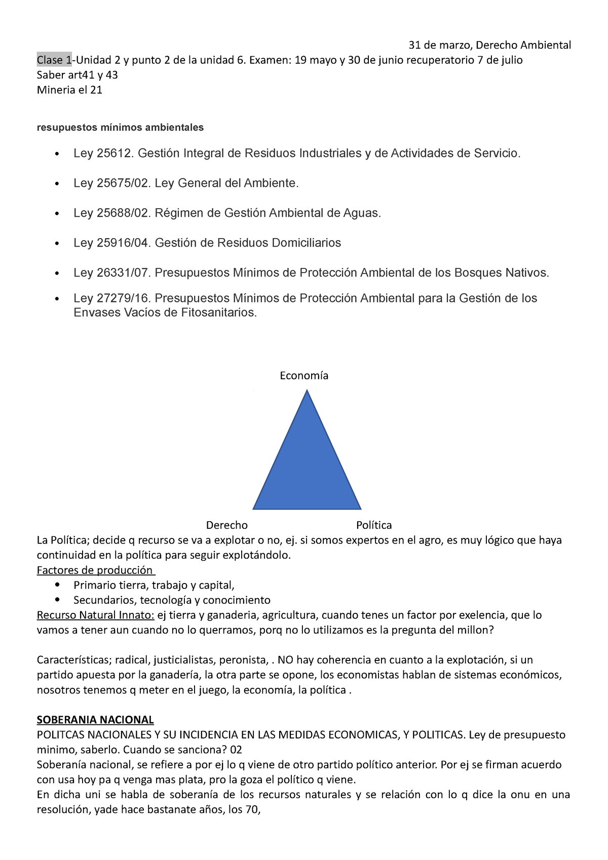 Derecho Ambiental - Apunte De Toda La Materia, Clases Desgrabadas ...