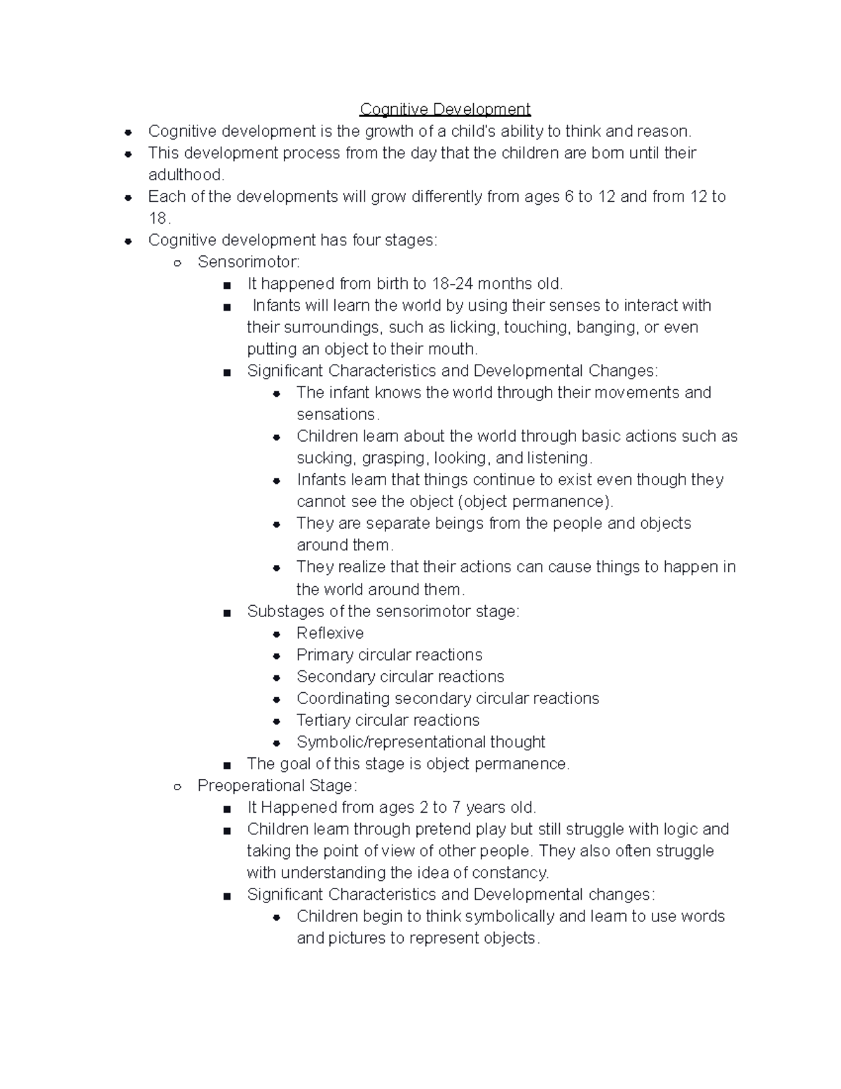 Cognitive development - This development process from the day that the ...