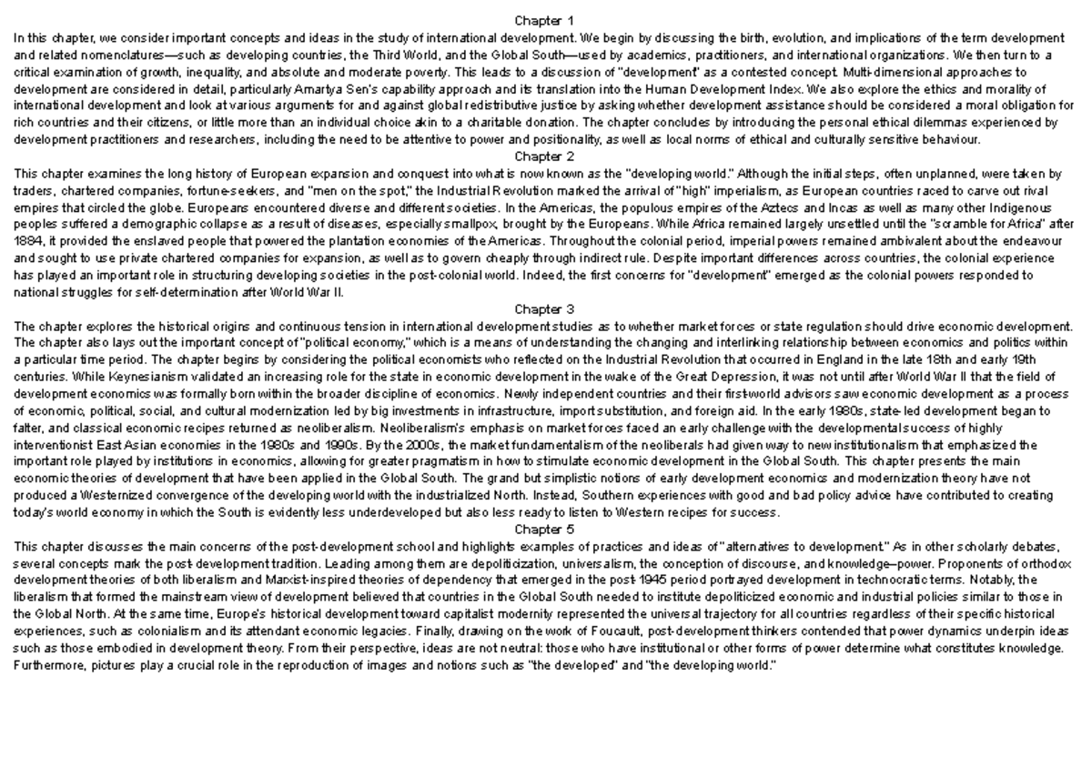 Indev Quiz 1 Notes - Chapter 1 In this chapter, we consider important ...