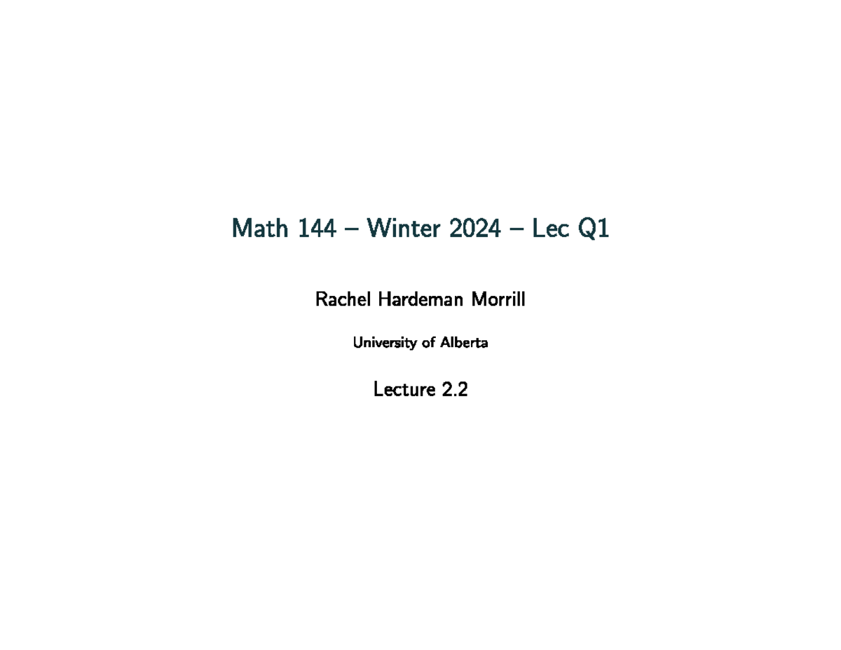 MATH144 Lecture 2 - nd,awkhiy - Biol107 - - Studocu