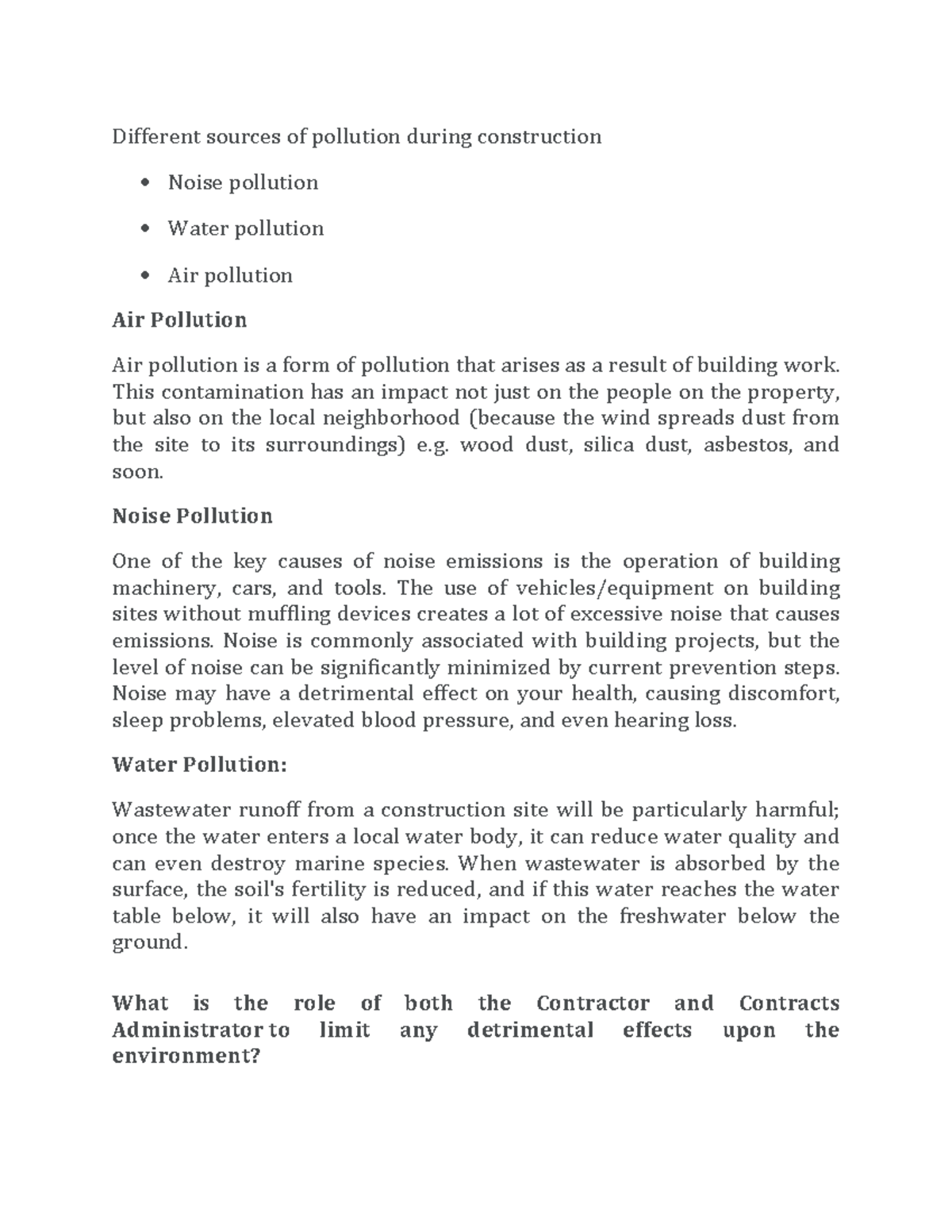 Types of pollution and impact on environment - Different sources of ...
