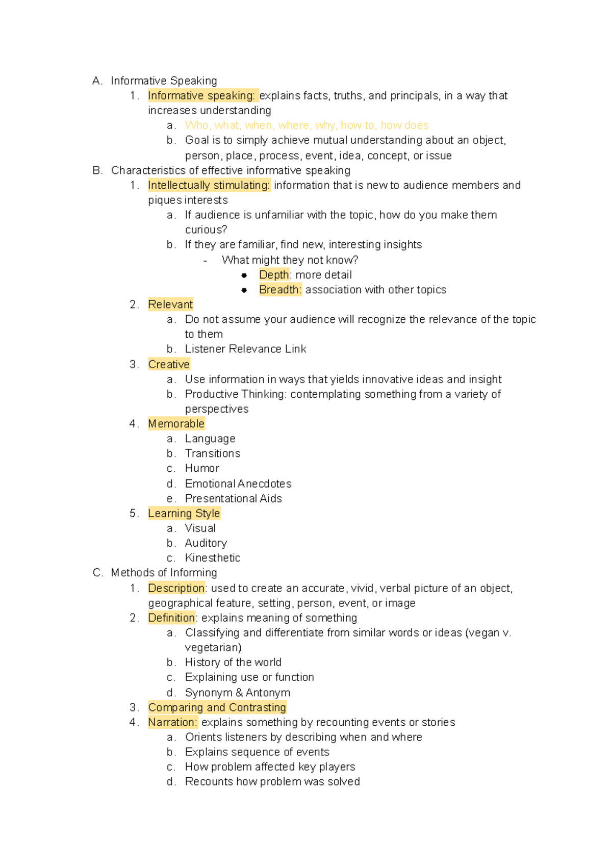 Informative Speaking - Fundamentals of Speech Communications, Alexis ...