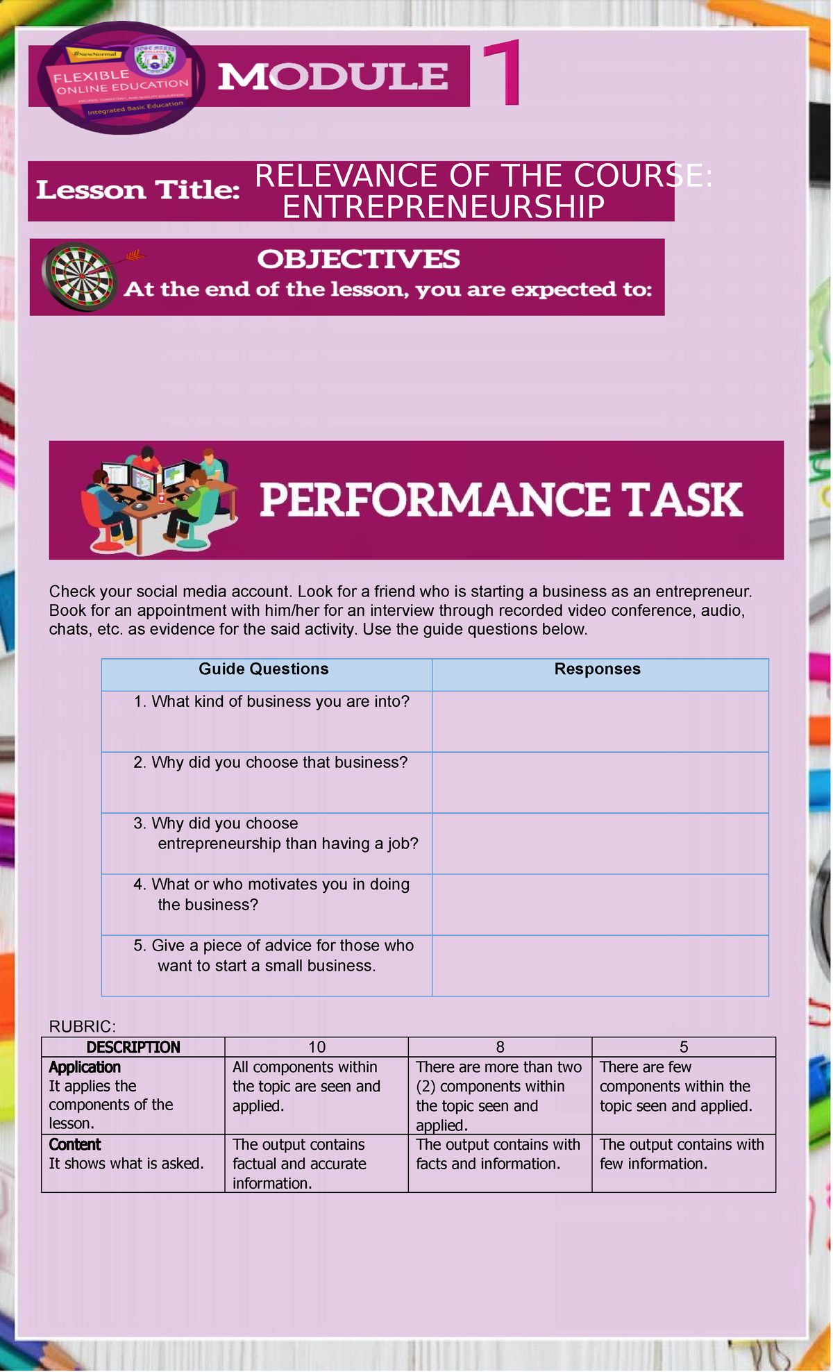 Lesson 1 Performance Task1 - Check your social media account. Look for ...