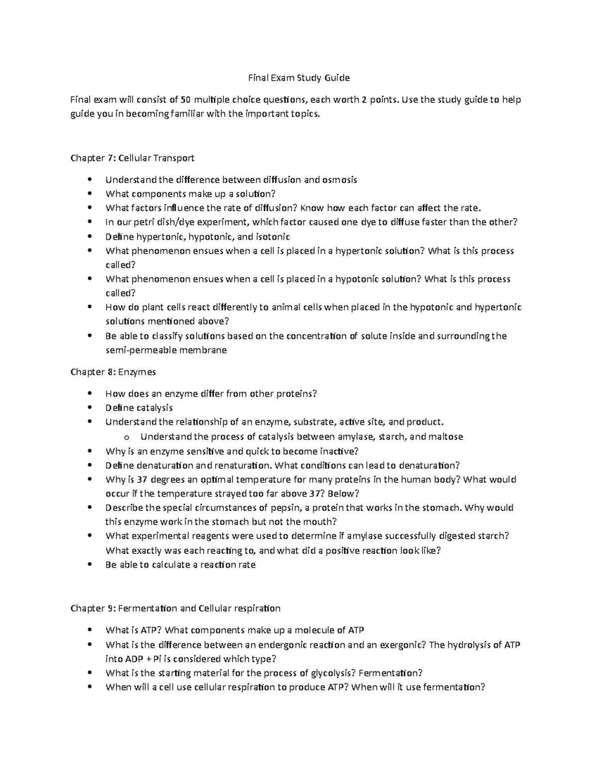 Final Exam Study Guide W22 - Final Exam Study Guide Final exam will ...