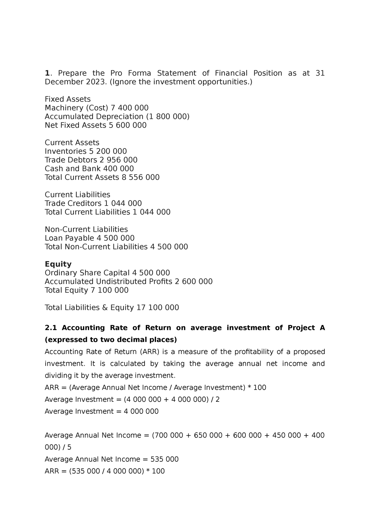 Longman typo - accounting - 1. Prepare the Pro Forma Statement of ...