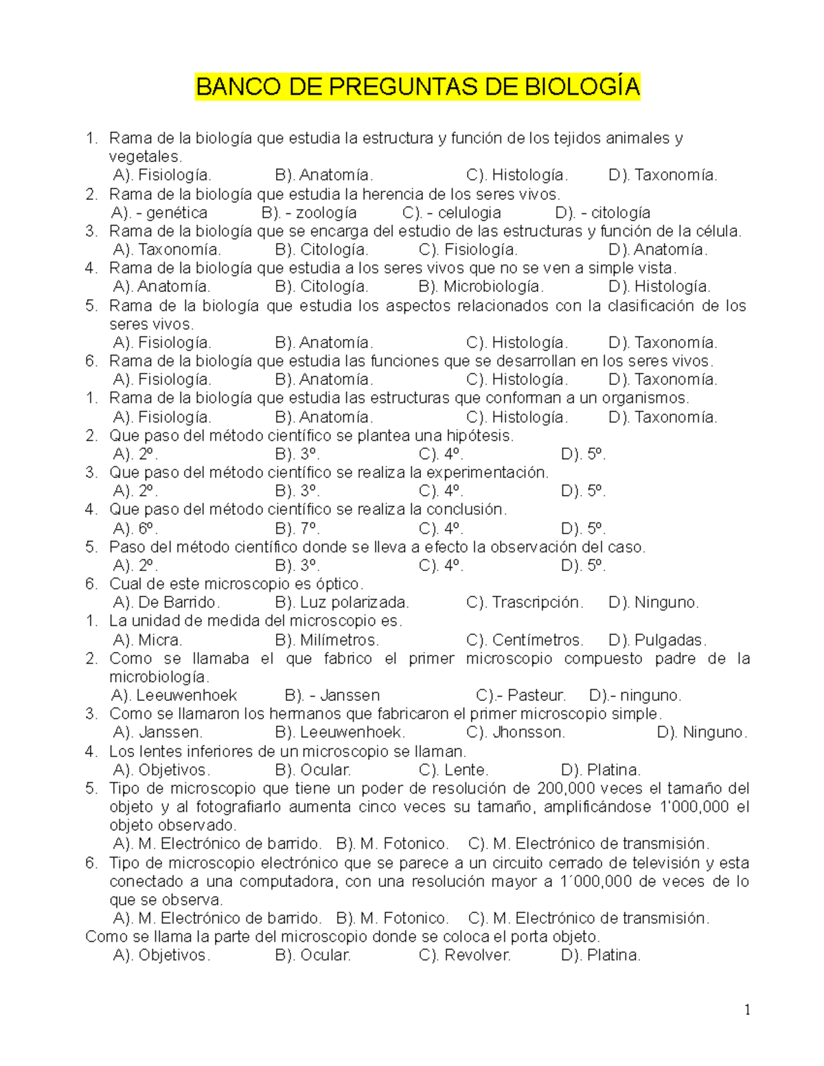 Banco De Preguntas Biolog A Banco De Preguntas De Biolog A Rama De La Biolog A Que Estudia La