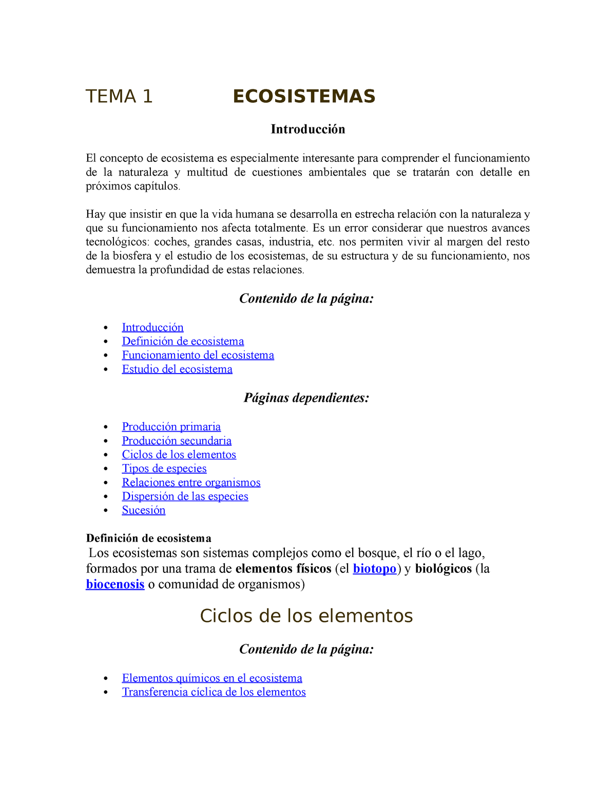 Tema 1 Ecosistemas Tema 1 Ecosistemas Introducción El Concepto De Ecosistema Es Especialmente 4104