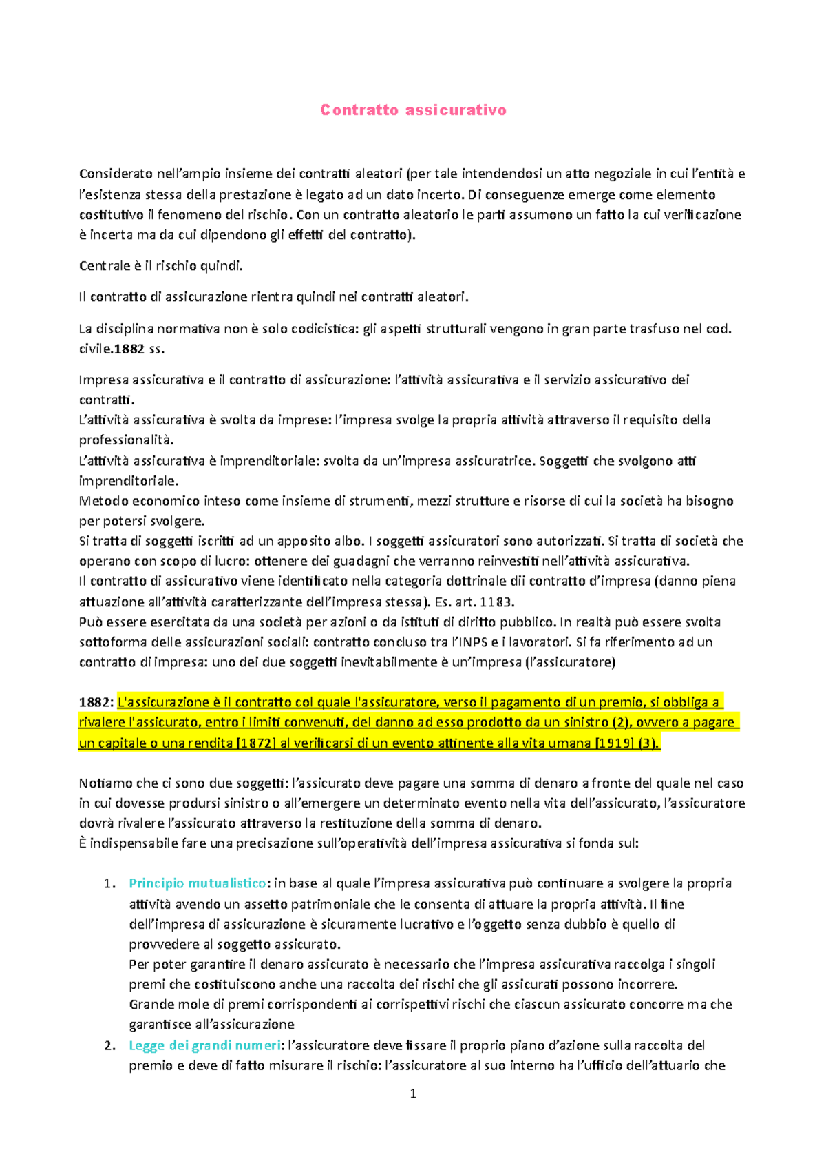 Contratto Assicurativo Analisi Caso Pratico Contratto Assicurativo Considerato Nellampio 2945