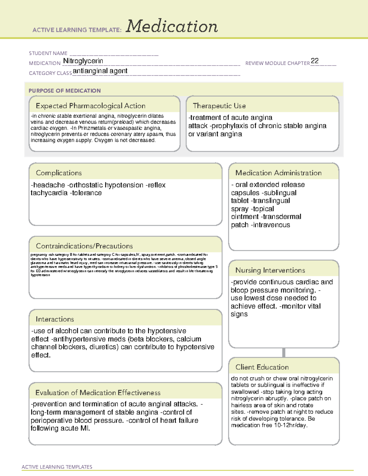 Nitro - ATI Template - ACTIVE LEARNING TEMPLATES Medication STUDENT ...