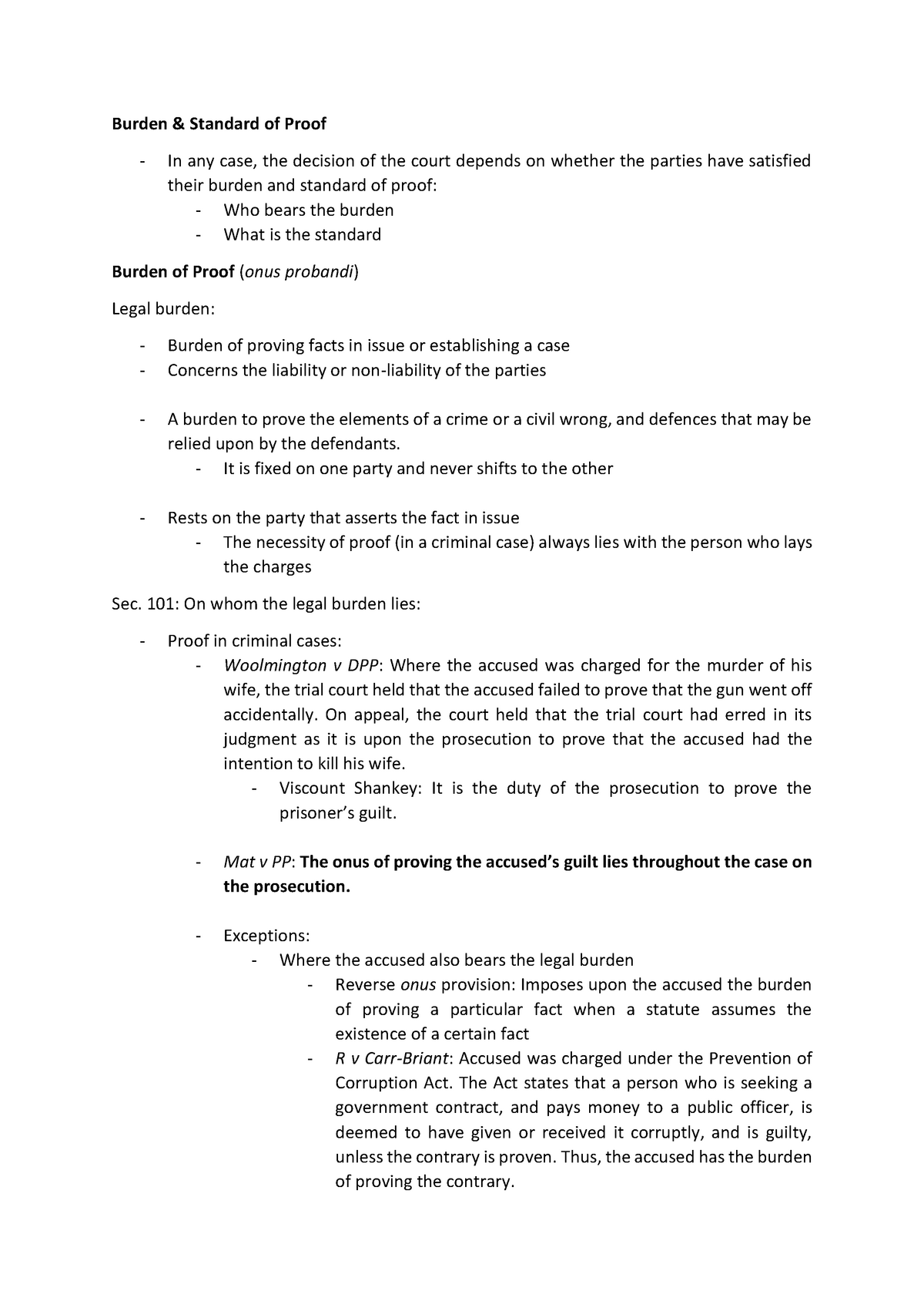 Burden & Standard Of Proof - Burden & Standard Of Proof In Any Case ...