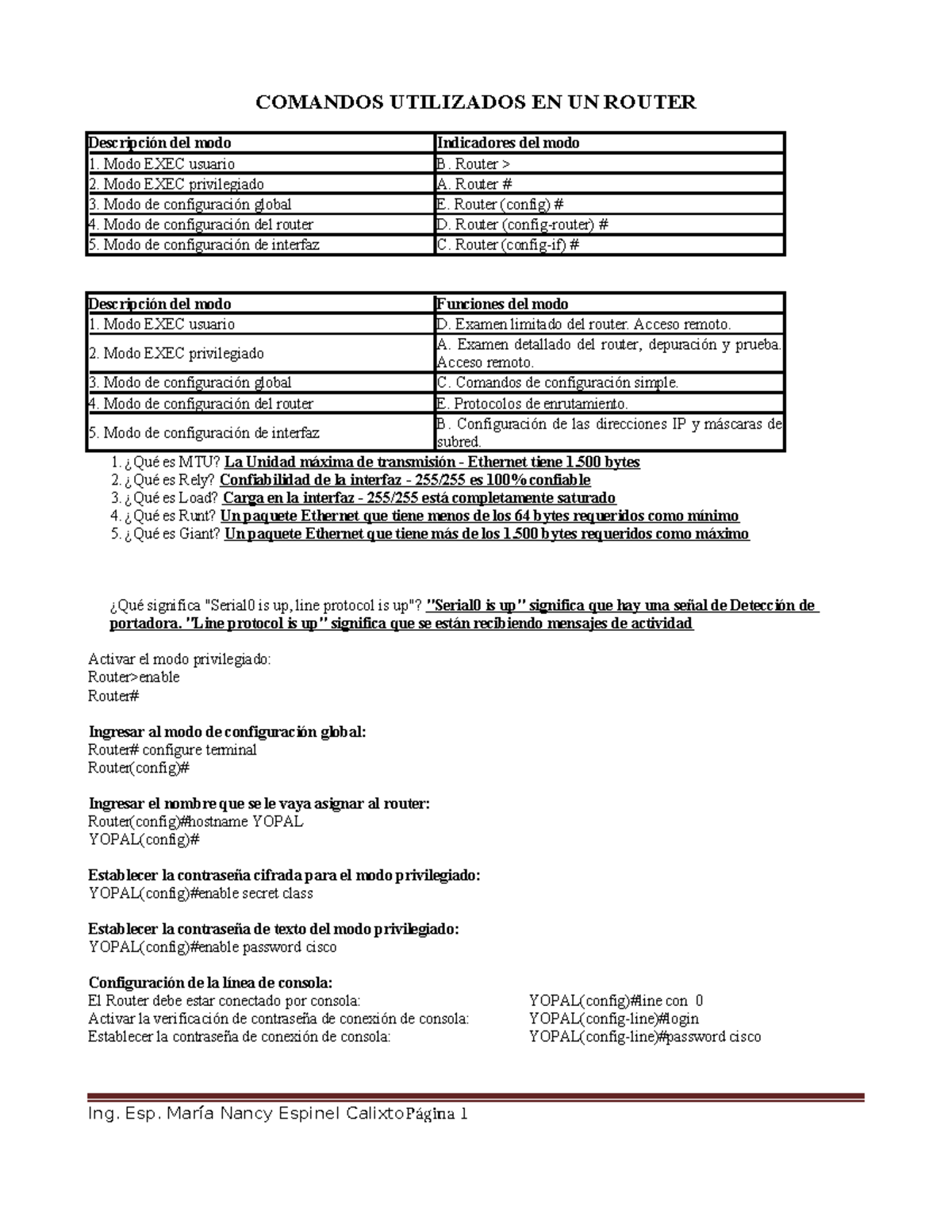 Comandos Utilizados EN UN Router - COMANDOS UTILIZADOS EN UN ROUTER ...