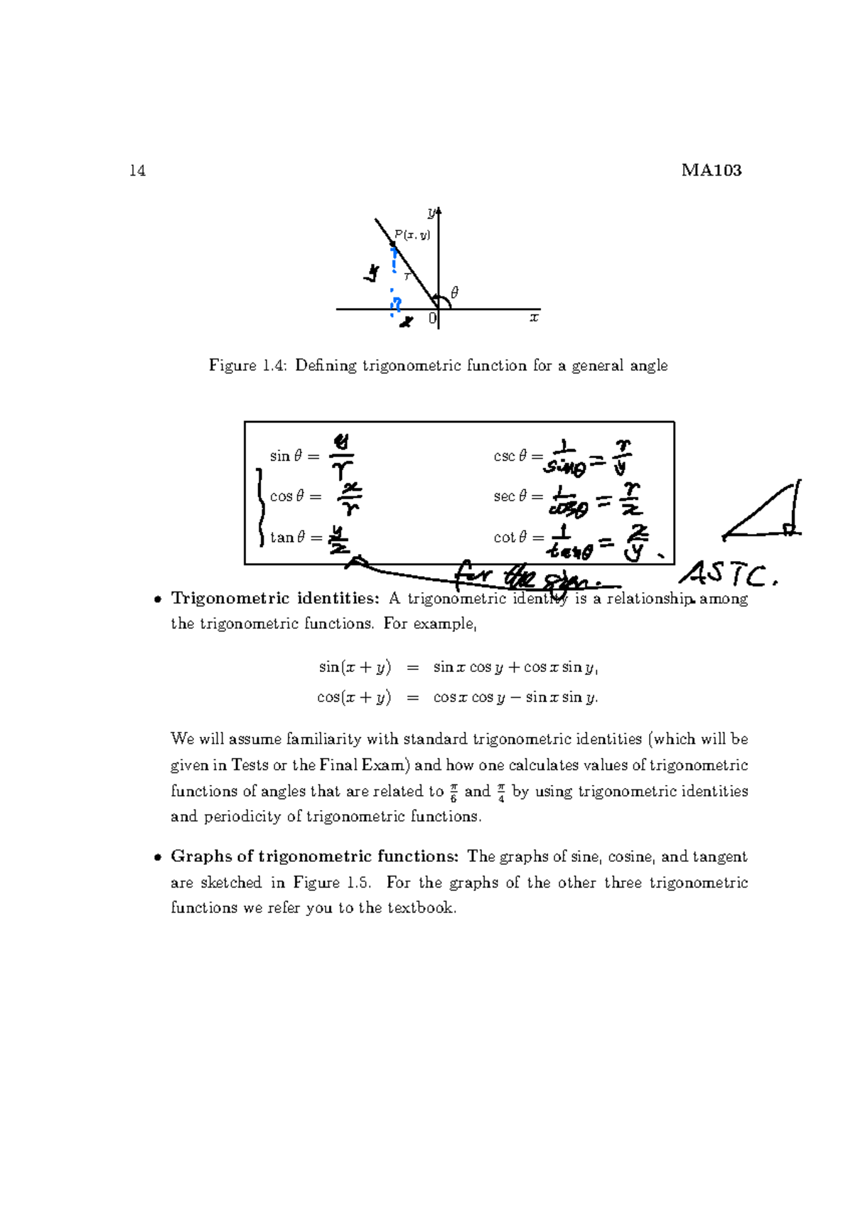 Week1 - Week 1 day 3 - 14 MA x y 0 θ P (x, y) r Figure 1: Defining ...