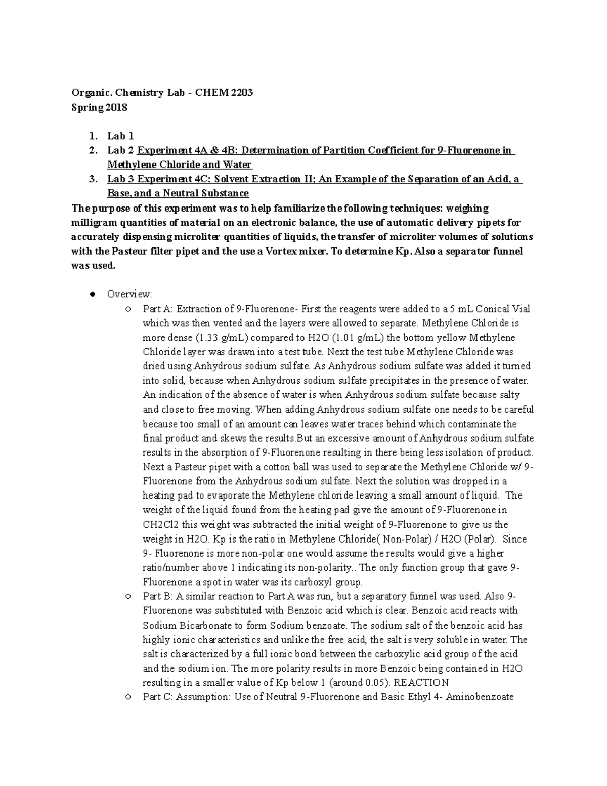 Organic Chem Lab Course Review - Organic. Chemistry Lab - CHEM 2203 ...