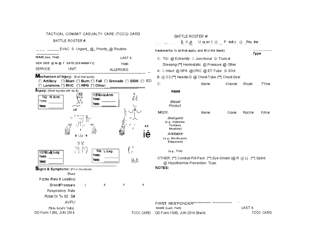 DD 1380 TCCC Card Full Size - 4 4. TACTICAL COMBAT CASUALTY CARE (TCCC ...